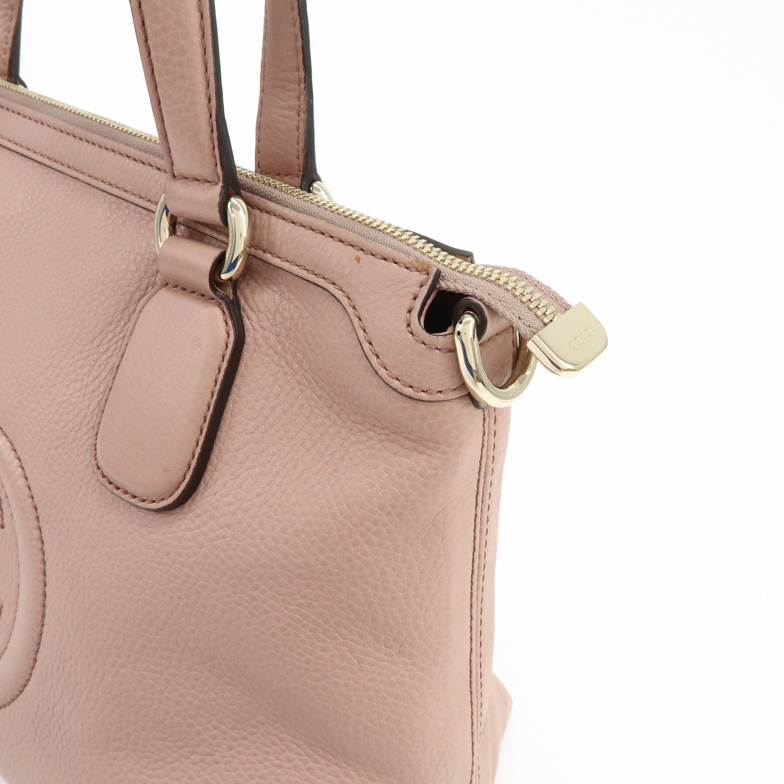 GUCCI SOHO Interlocking G Leather 2Way Hand Bag Pink 308362