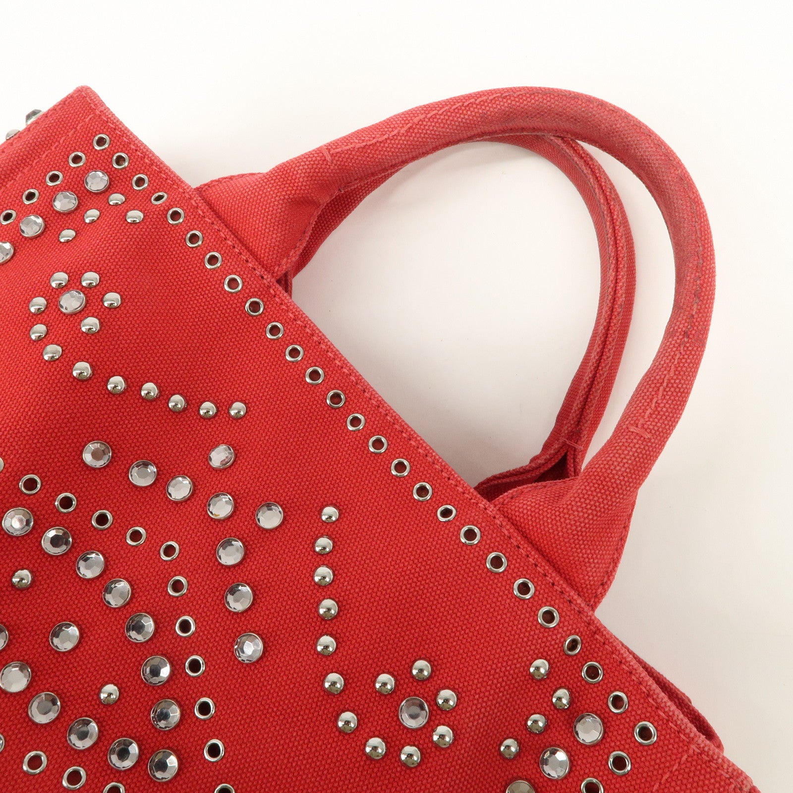 PRADA Canapa Mini Canvas Hand Bag Castilian Red BN2439