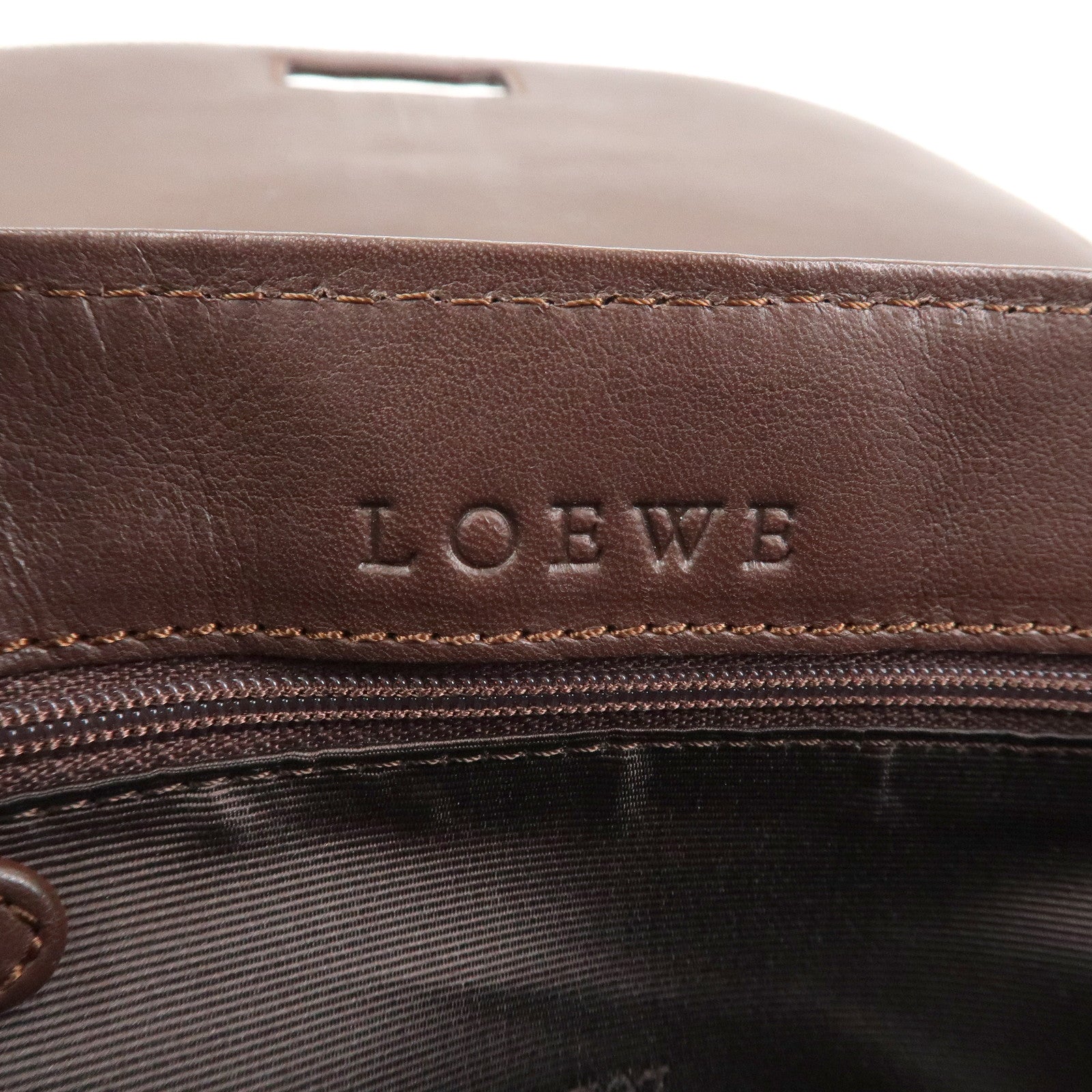 LOEWE Anagram Leather Hand Bag Shoulder Bag Brown