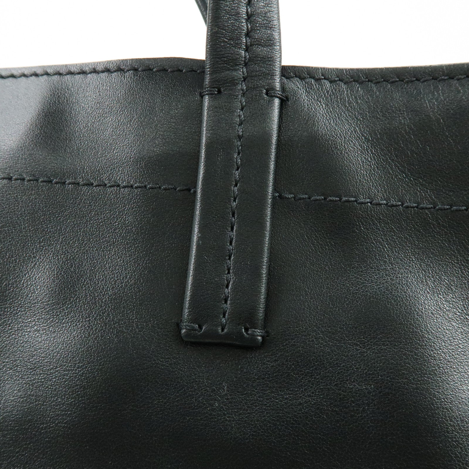 MIU MIU Logo Leather Tote Bag Shoulder Bag Hand Bag Black