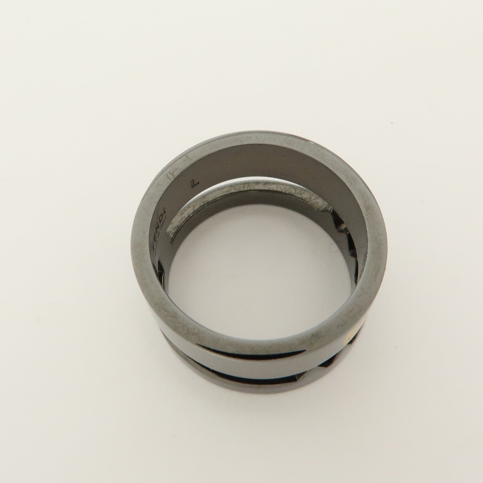 FENDI Monster Metal Ring Black Silver US11.5 EU66 HK26 Size L