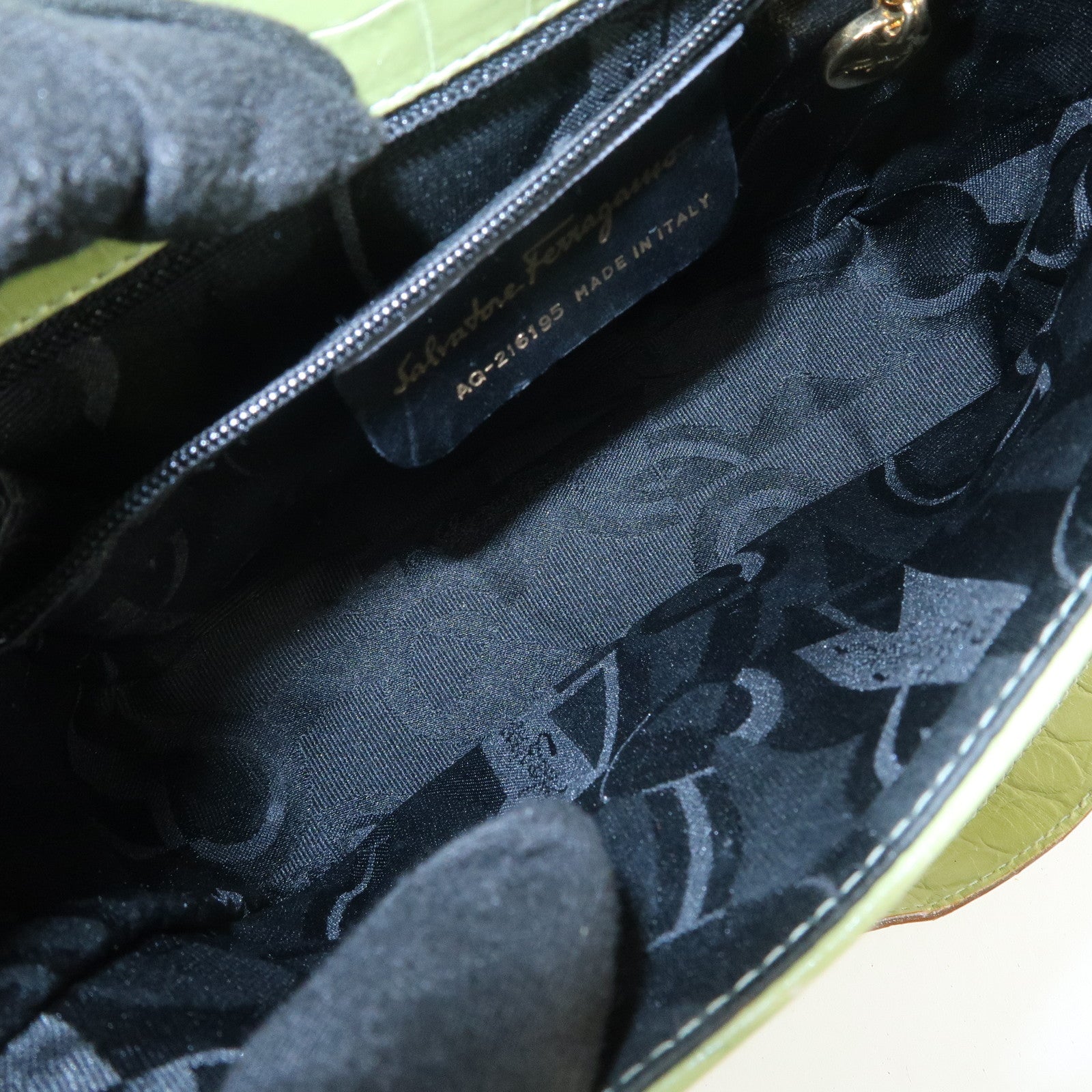 Ferragamo Gancini Embossed Leather Shoulder Bag Light Green