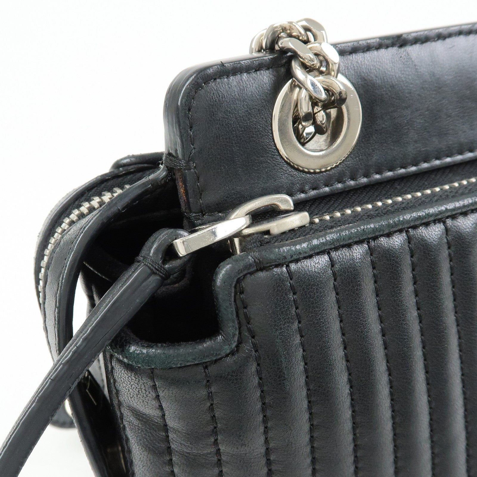 FENDI Dotcom Leather 2Way Bag Hand Bag Shoulder Bag Black 8BN299