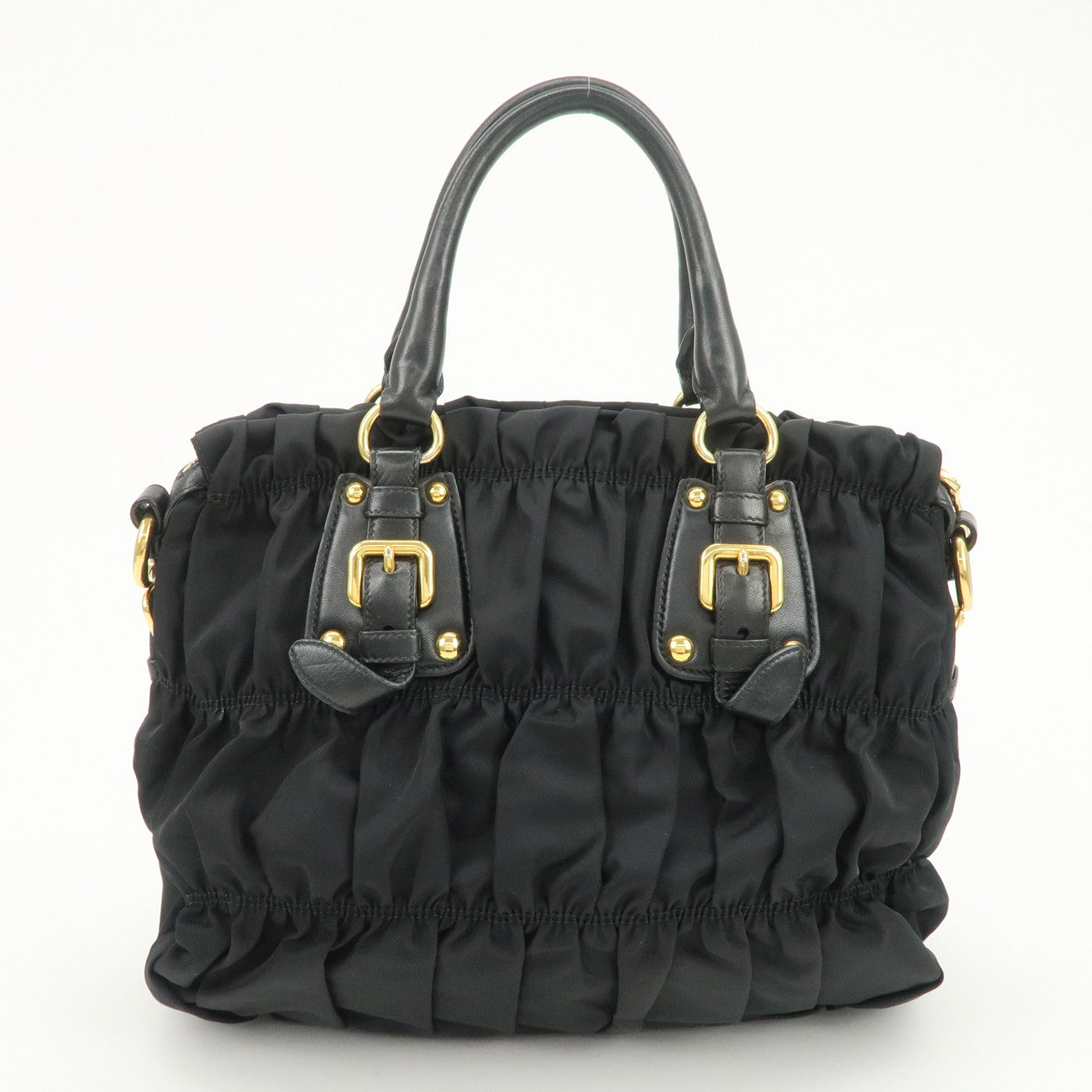 PRADA Nylon Leather 2Way Hand Bag Shoulder Bag Black BN1336
