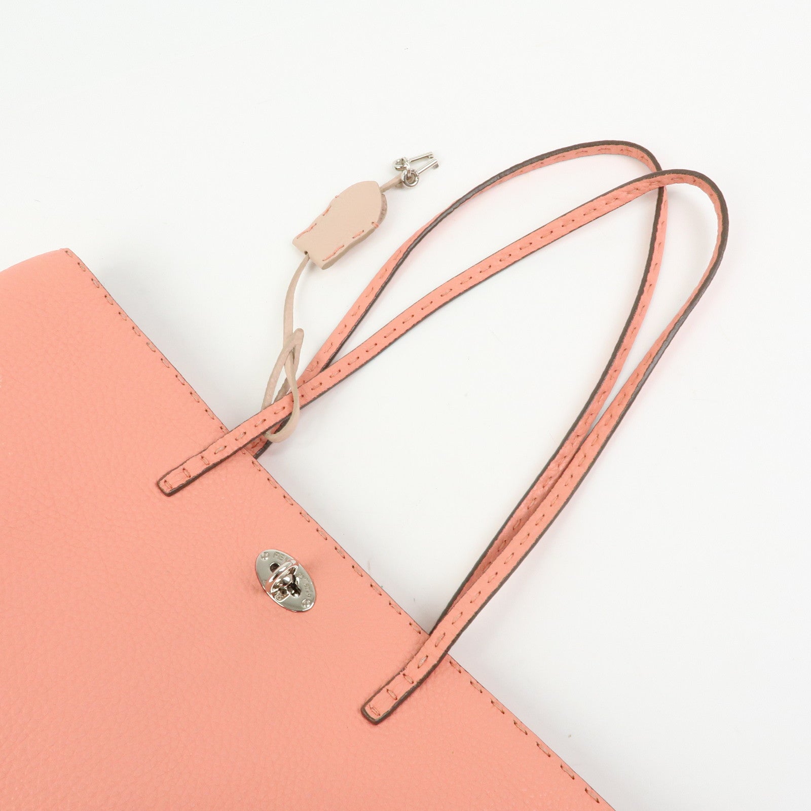 FENDI Selleria Carla Leather Tote Bag Shoulder Bag Pink 8BH257