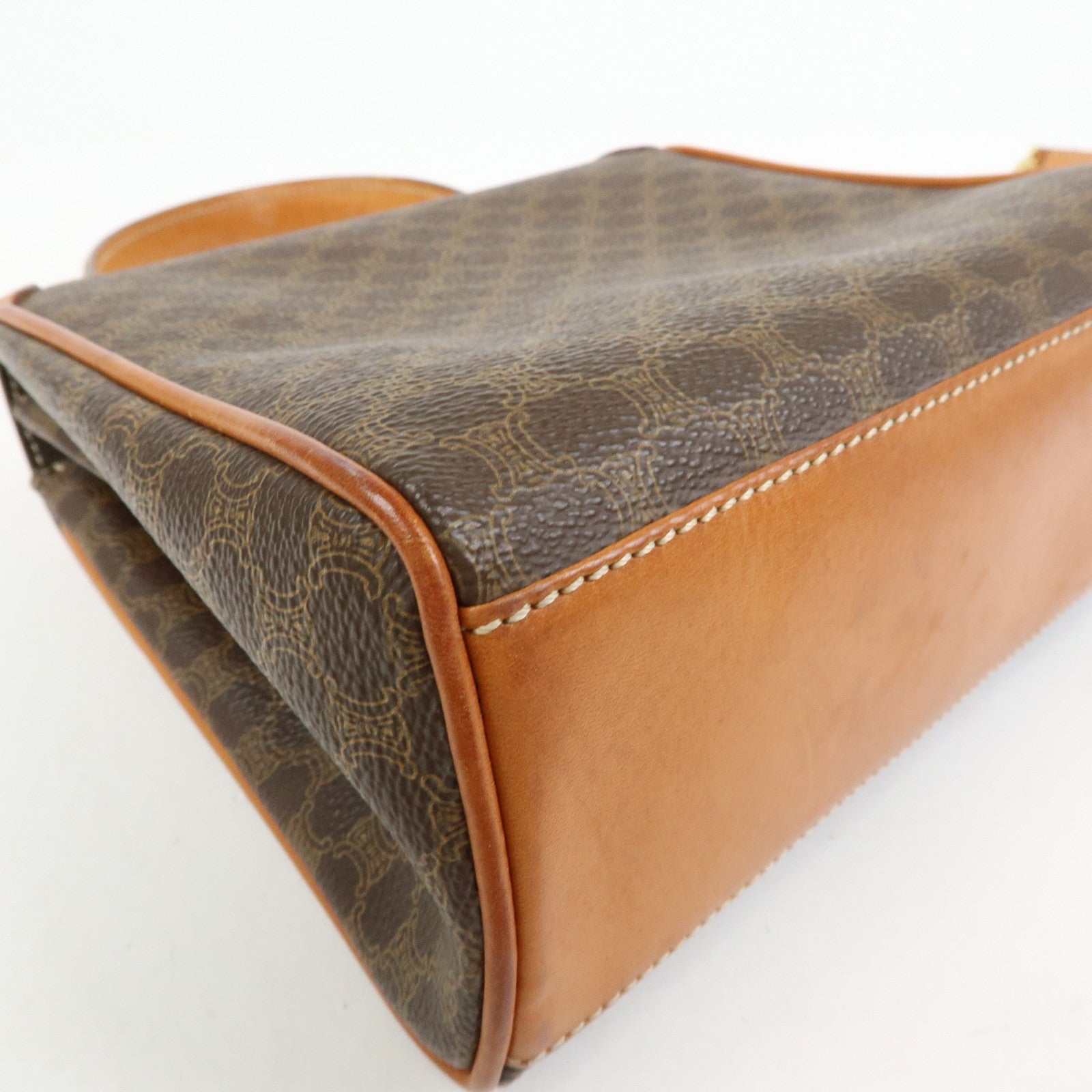 CELINE Macadam PVC Leather 2WAY Bag Hand Bag Shoulder Bag Brown
