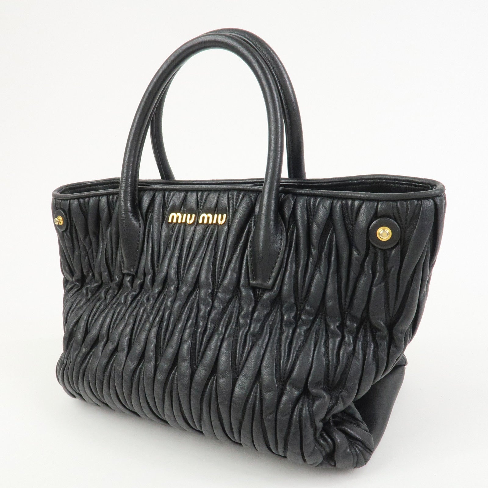 MIU MIU Matelasse Leather 2Way Bag Hand Bag Black RN1069