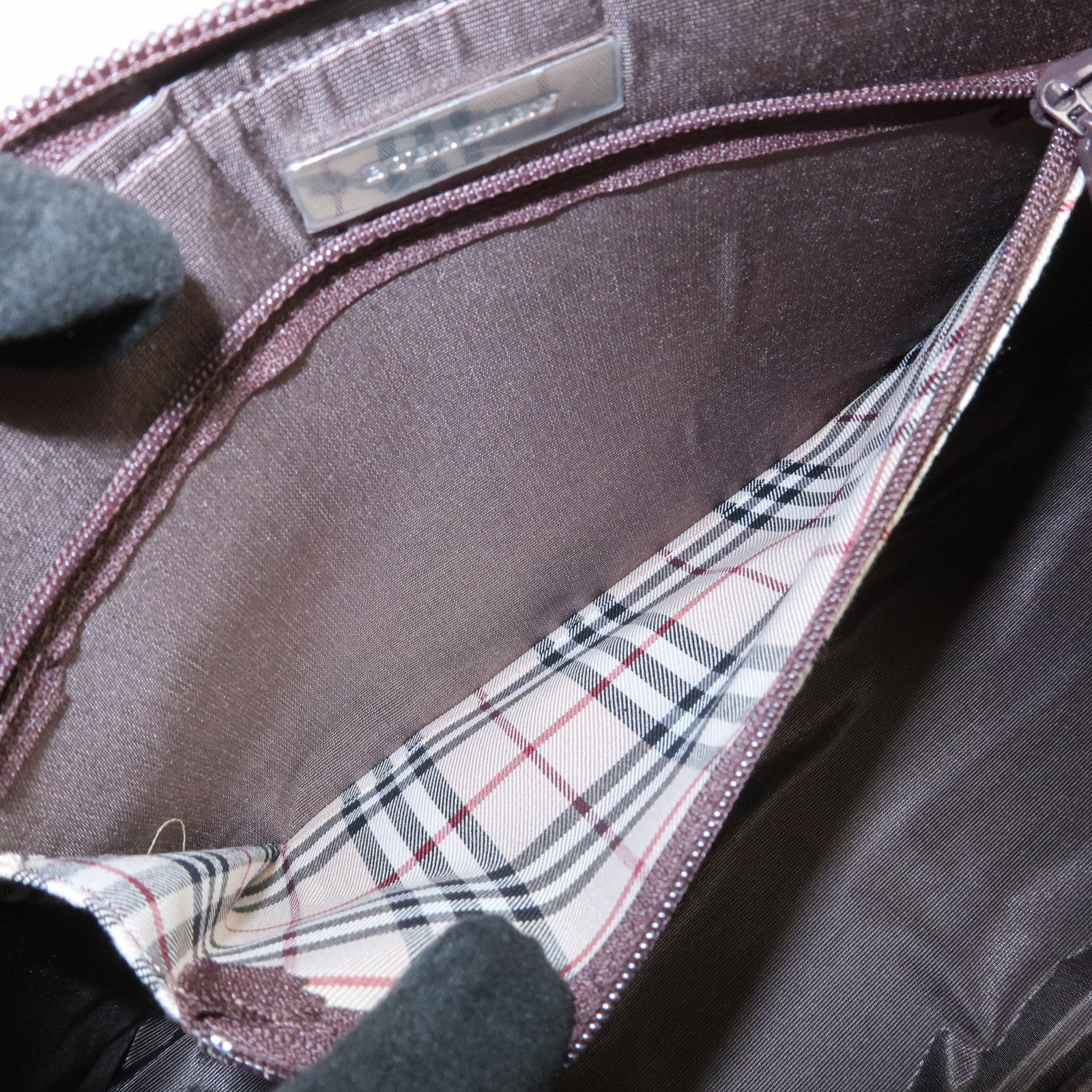 BURBERRY Logo Leather Hand Bag Brown