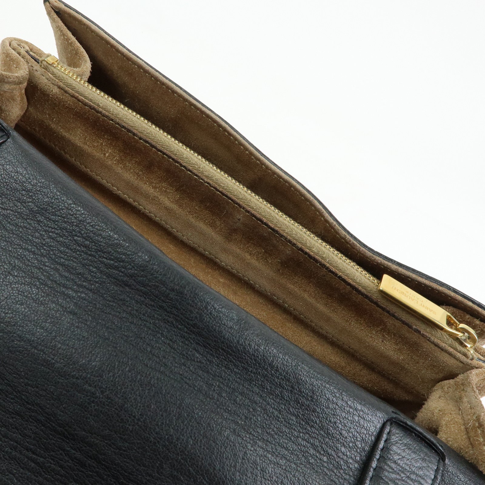 SAINT LAURENT PARIS Muse Two Canvas Leather 2Way Bag Black 313499