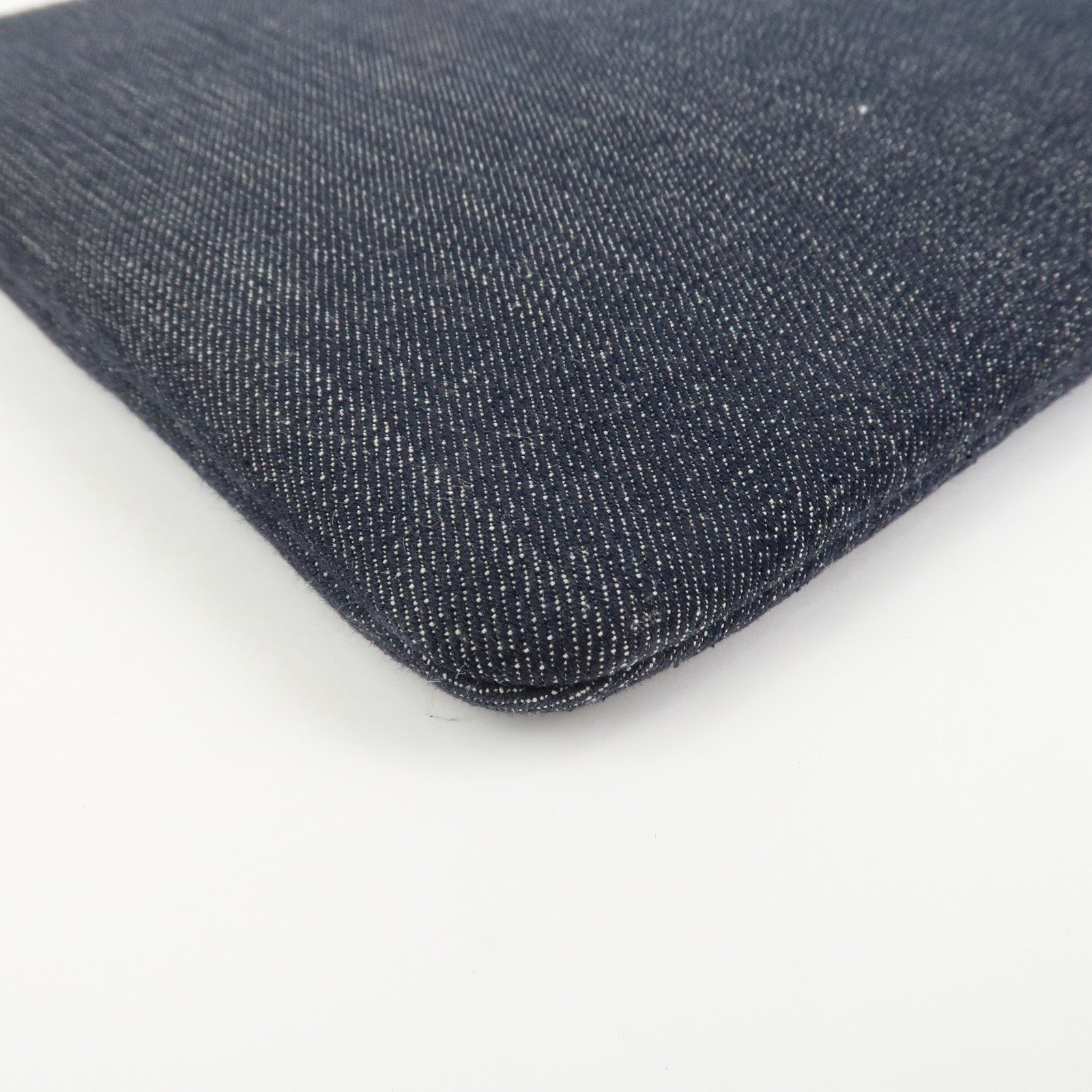 CHANEL Deauville Canvas Denim Clutch Bag Pouch Denim A80802