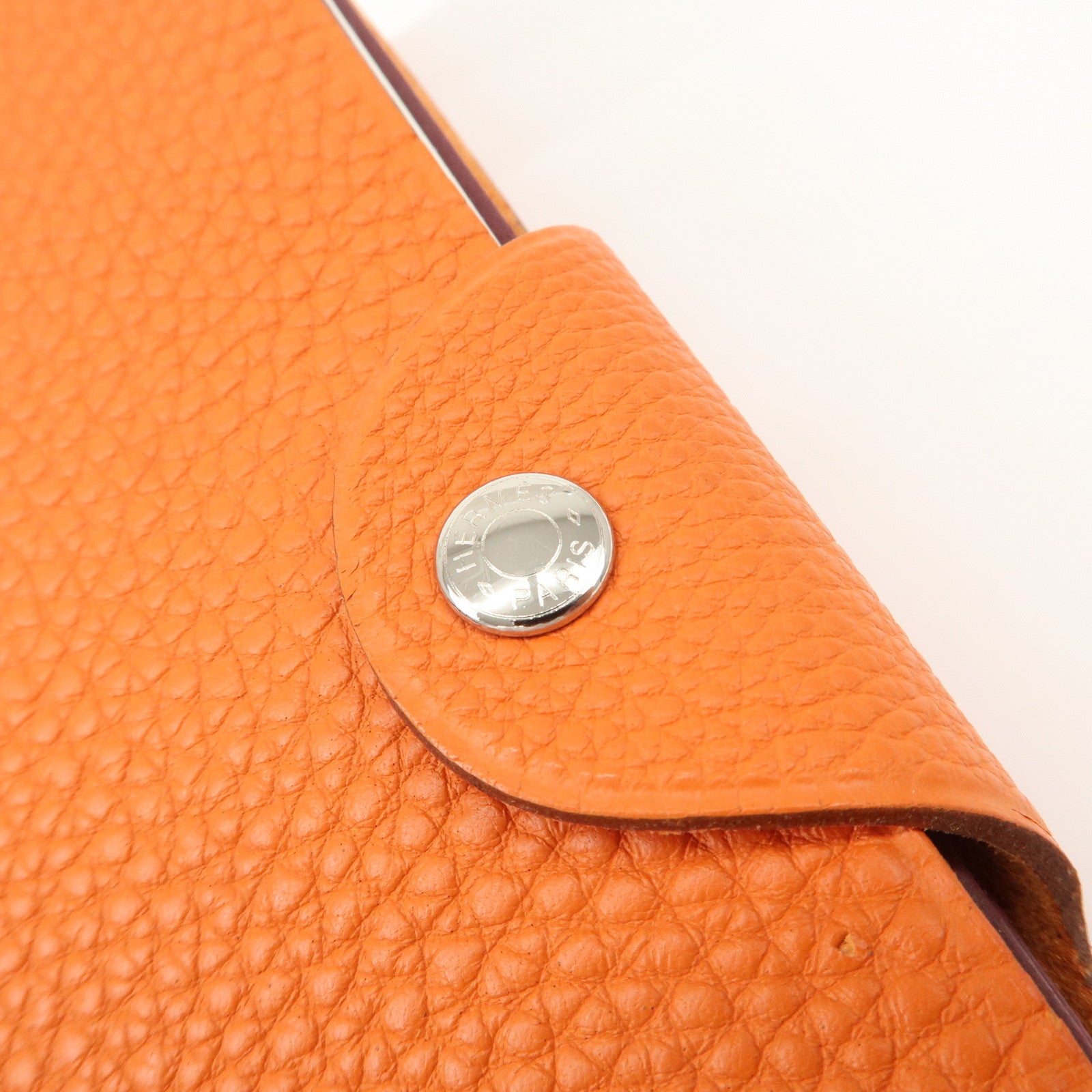 HERMES Togo Leather Ulysse MM □J Stamped Notebook Cover Potiron Orang