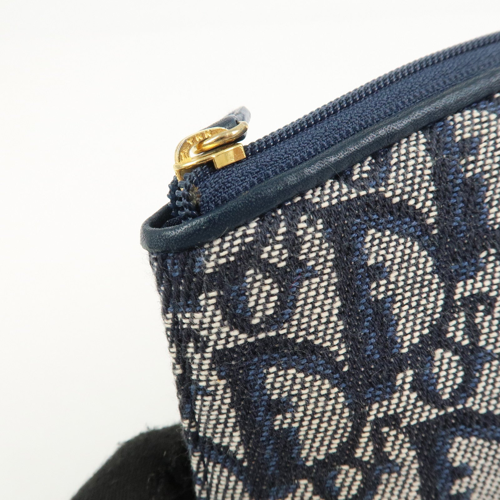 Christian Dior Trotter Canvas Leather Pouch Cosmetic Pouch Navy