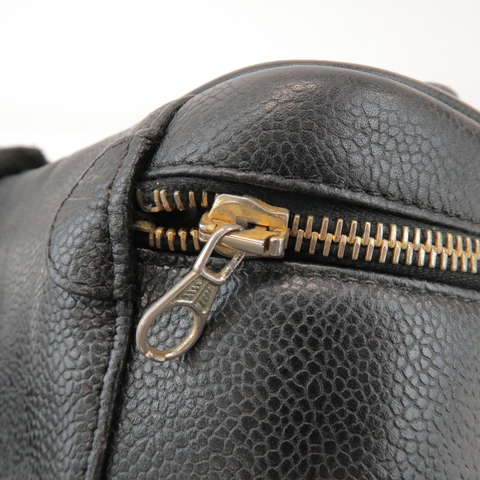 CHANEL COCO Mark Caviar Leather Vanity Bag Hand Bag Black A01997