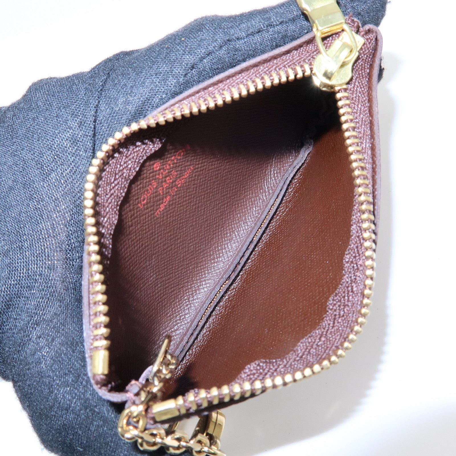 Louis Vuitton Damier Canvas Pochette Cles Coin Case Brown N62658