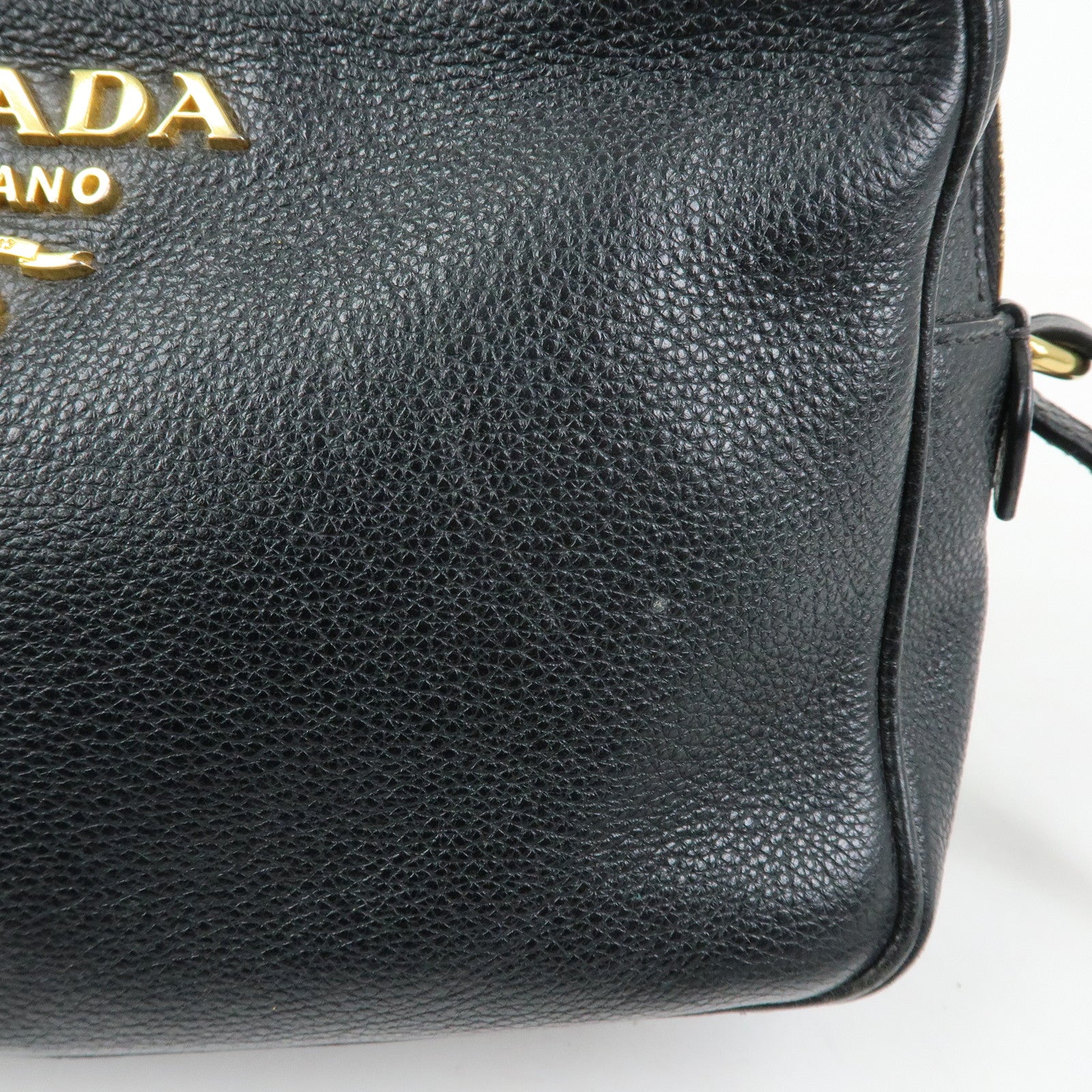 PRADA Logo Leather Shoulder Crossbody Bag Black 1BH079