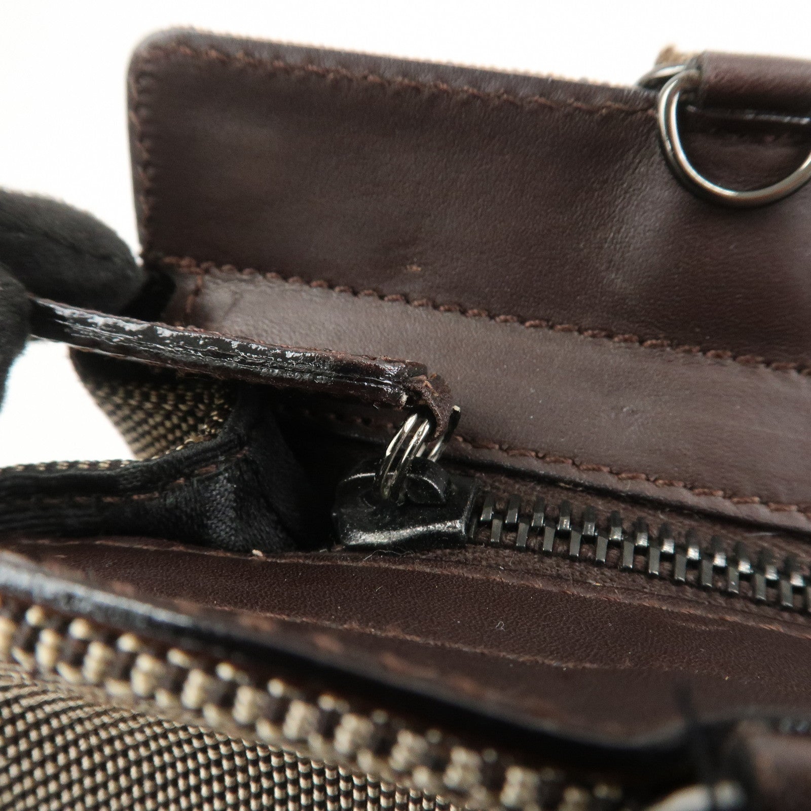 Ferragamo Canvas 2Way Bag Hand Bag Shoulder Bag Brown