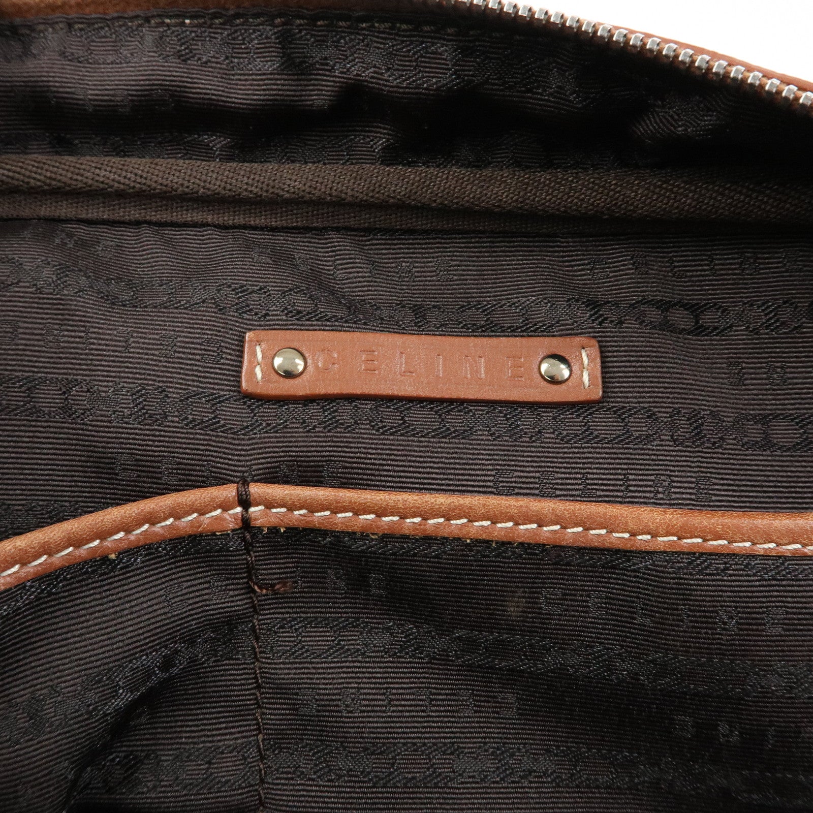 CELINE Boogie Bag Leather Hand Bag Tote Bag Brown