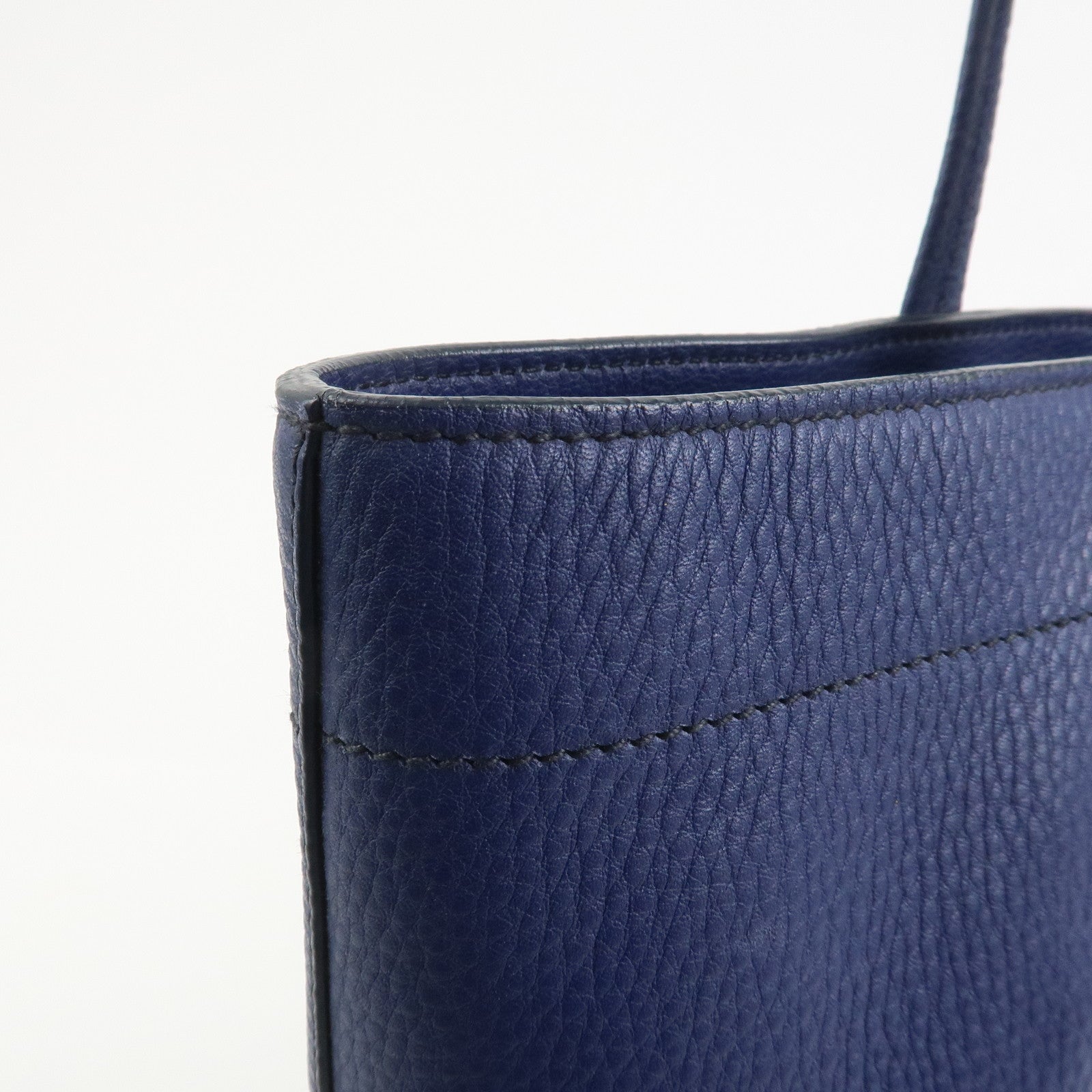 MIU MIU Logo Madras Leather Tote Bag Shoulder Bag Hand Bag Blue