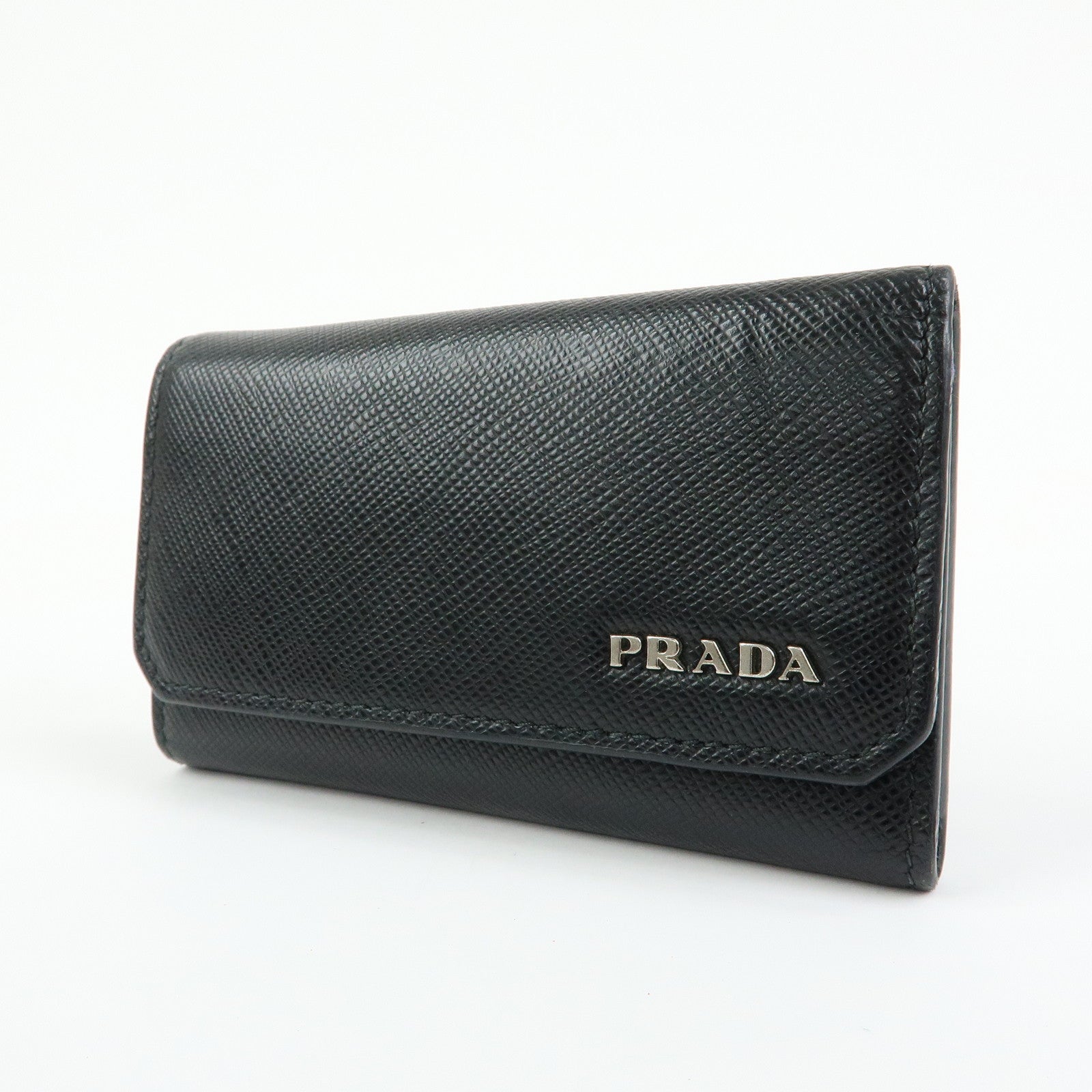 PRADA Saffiano Leather 6 Ring Key Case Key Holder Black 2PG222