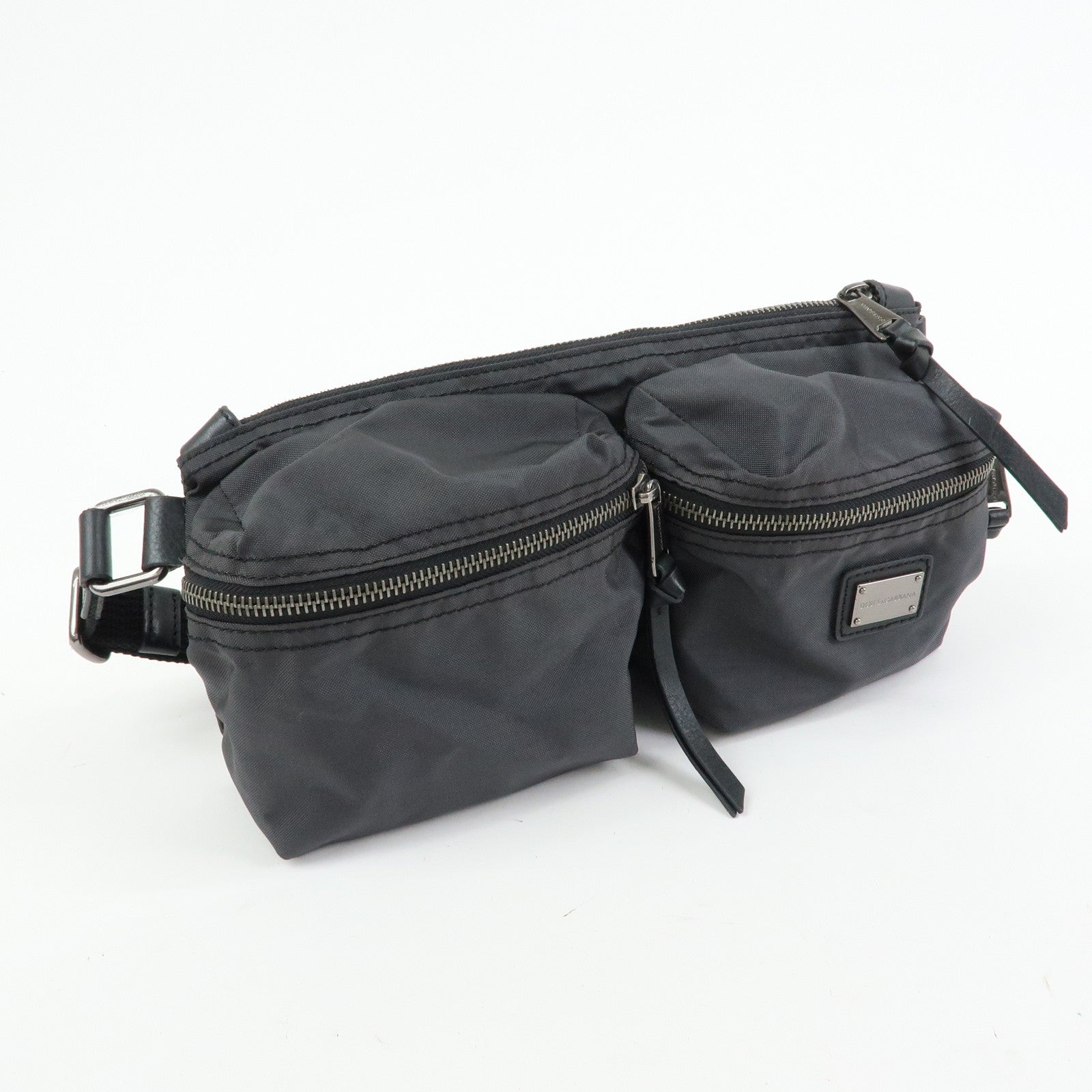 Dolce & Gabbana Nylon Leather Waist Bag Body Bag Black