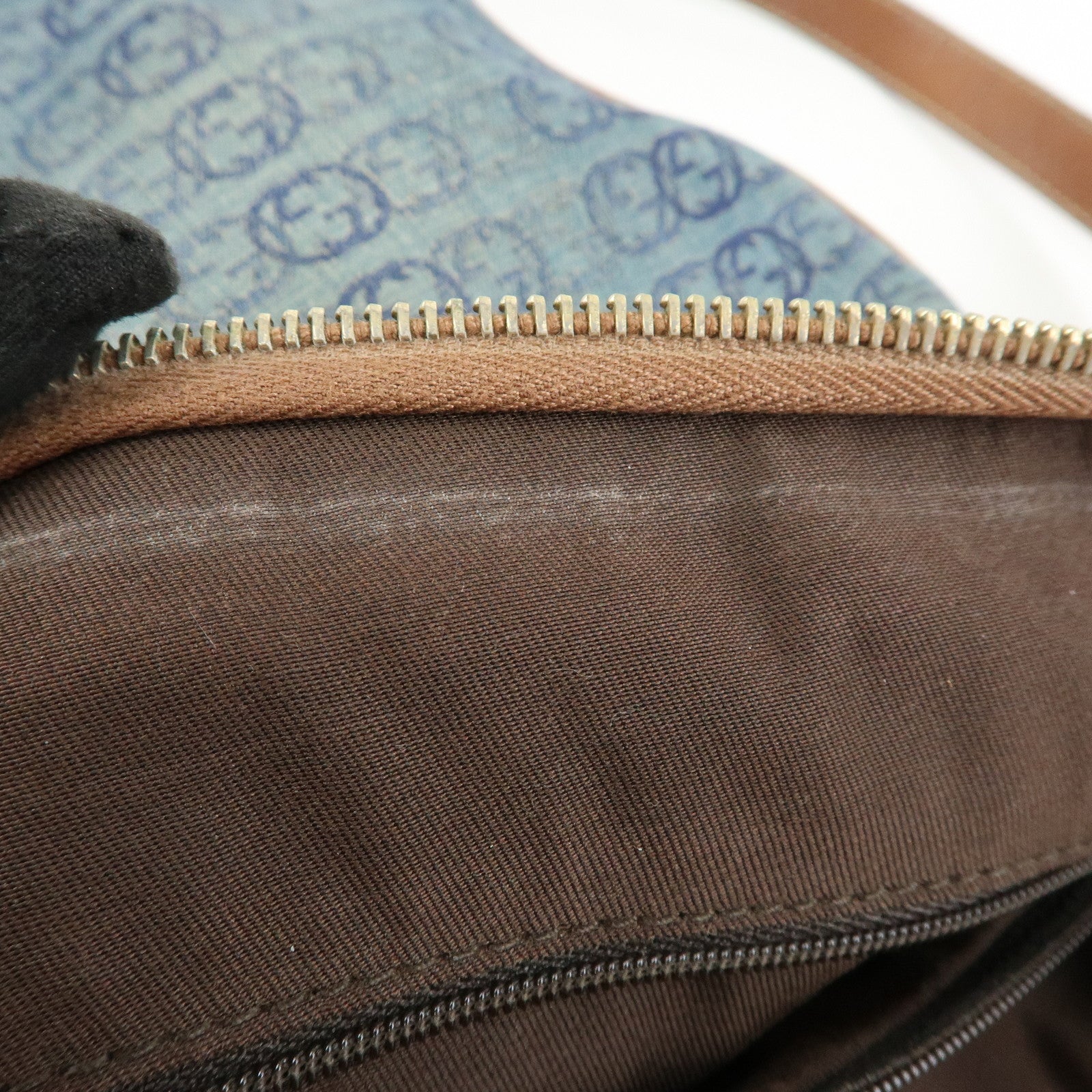 GUCCI Abbey Denim Leather Shoulder Bag Crossbody Bag Navy 131326