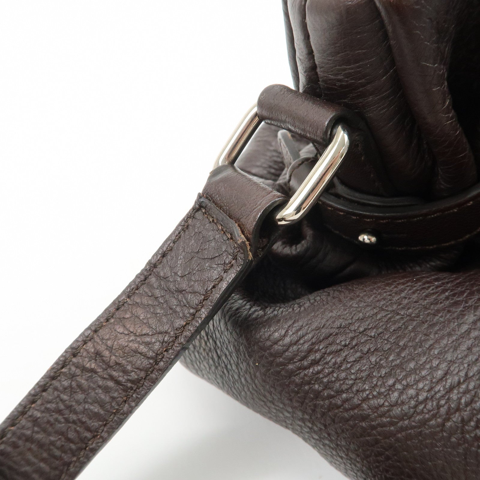 CELINE Macadam Pillow Small Leather 2Way Bag Dark Brown