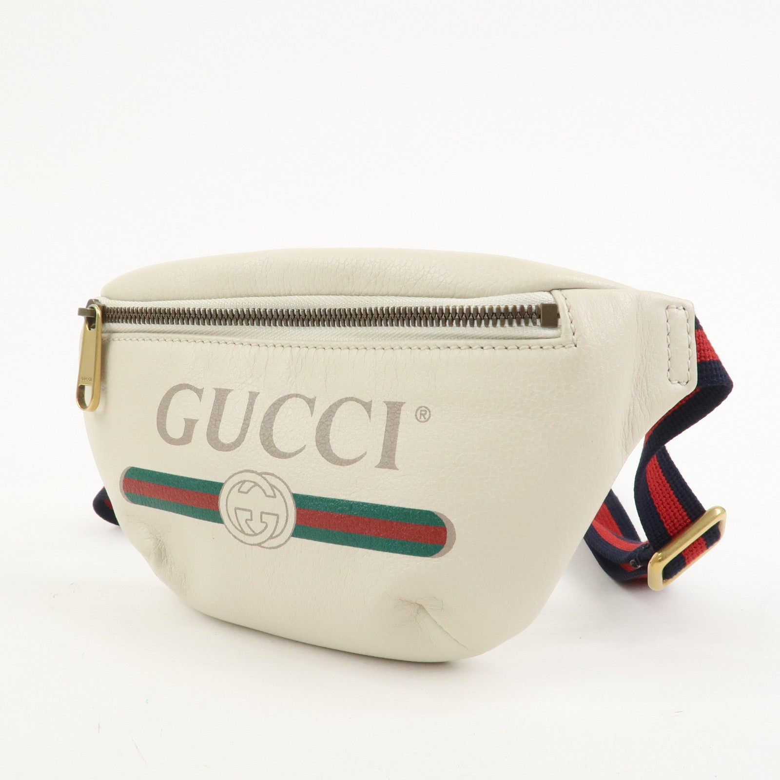 GUCCI Sherry Leather Waist Pouch Body Bag White 527792