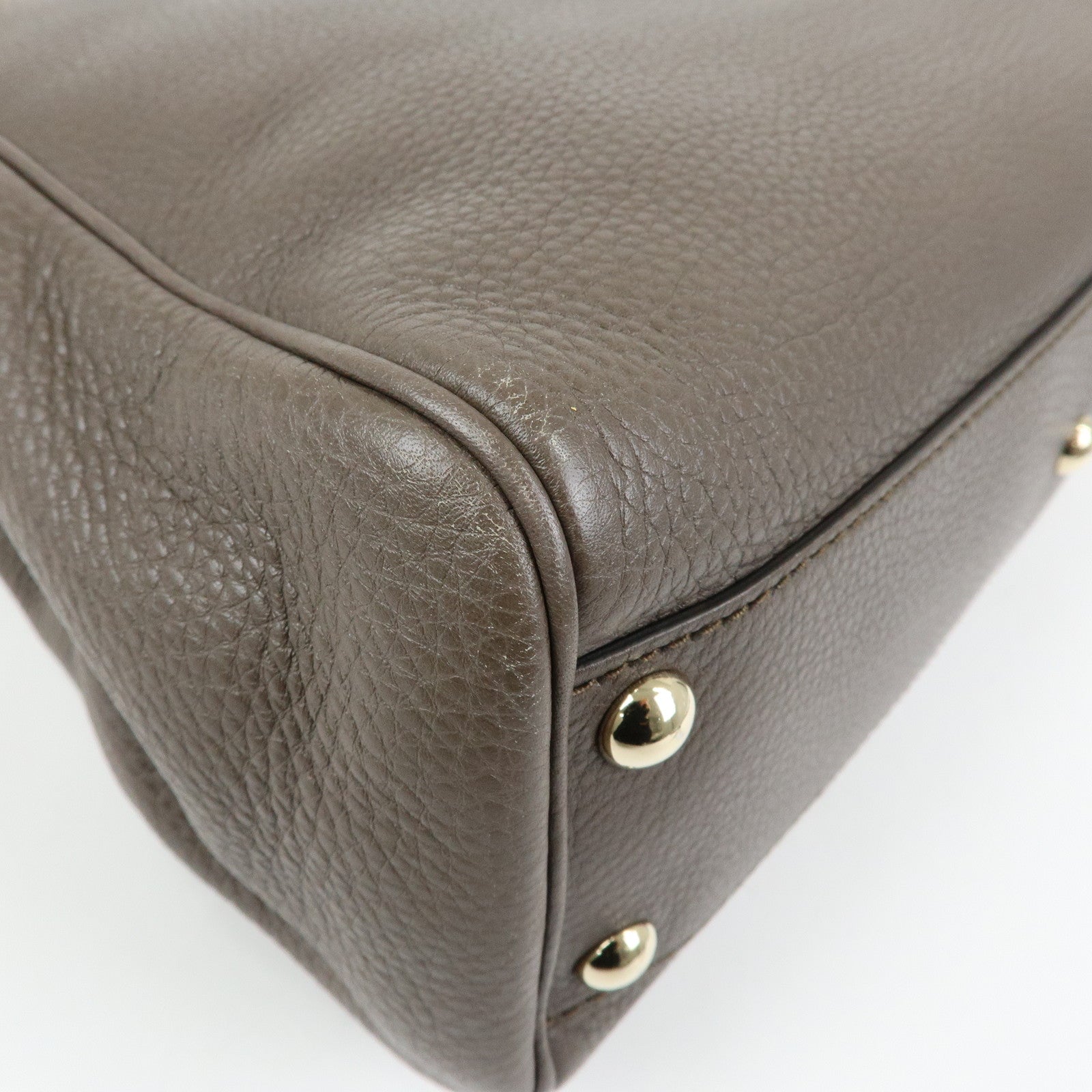 GUCCI Bamboo Leather Shopper Small 2Way Bag Greige 336032