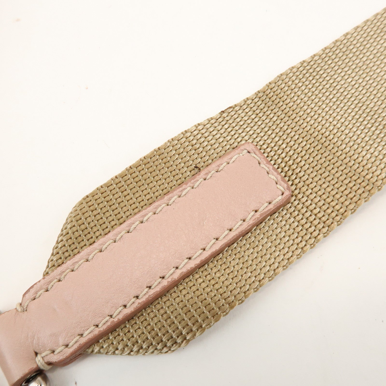 PRADA Triangle Logo Nylon Leather Shoulder Bag Beige Pink BR2417