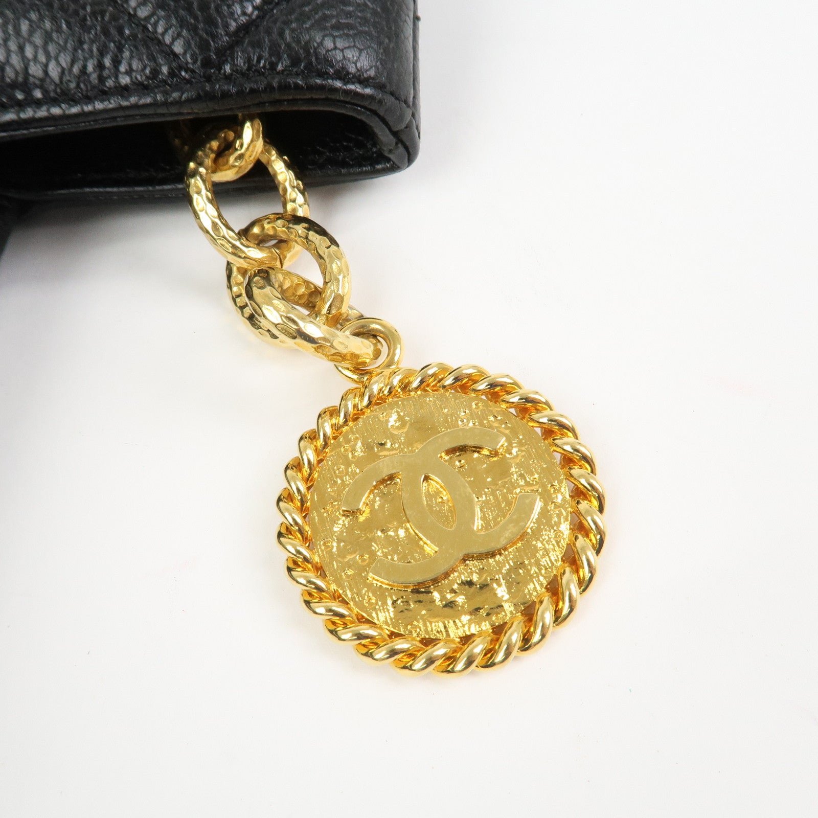 CHANEL Matelasse Caviarskin Medallion Tote Bag Hand Bag A01804