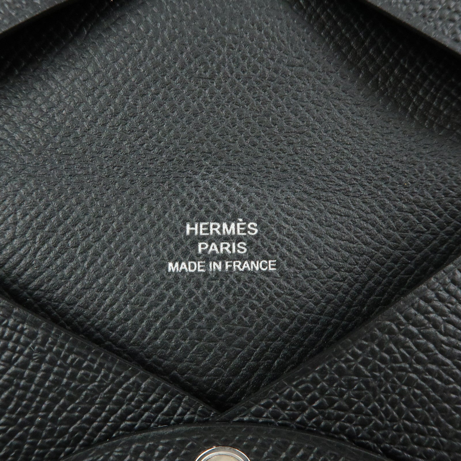 HERMES CALVI Duo Veau Epsom Card Case Card Holder W Stamped Black