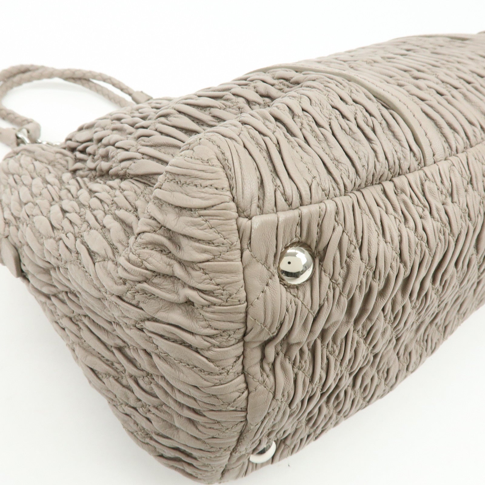 MIU MIU Matelasse Nappa Leather Tote Bag Shoulder Bag Gray