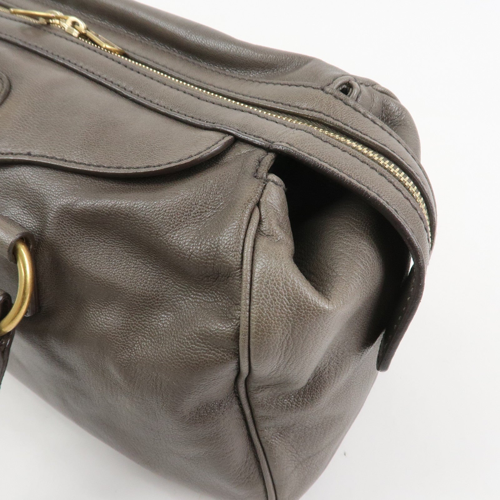 SAINT LAURENT PARIS Muse Leather Shoulder Bag Hand Bag Gray 168269