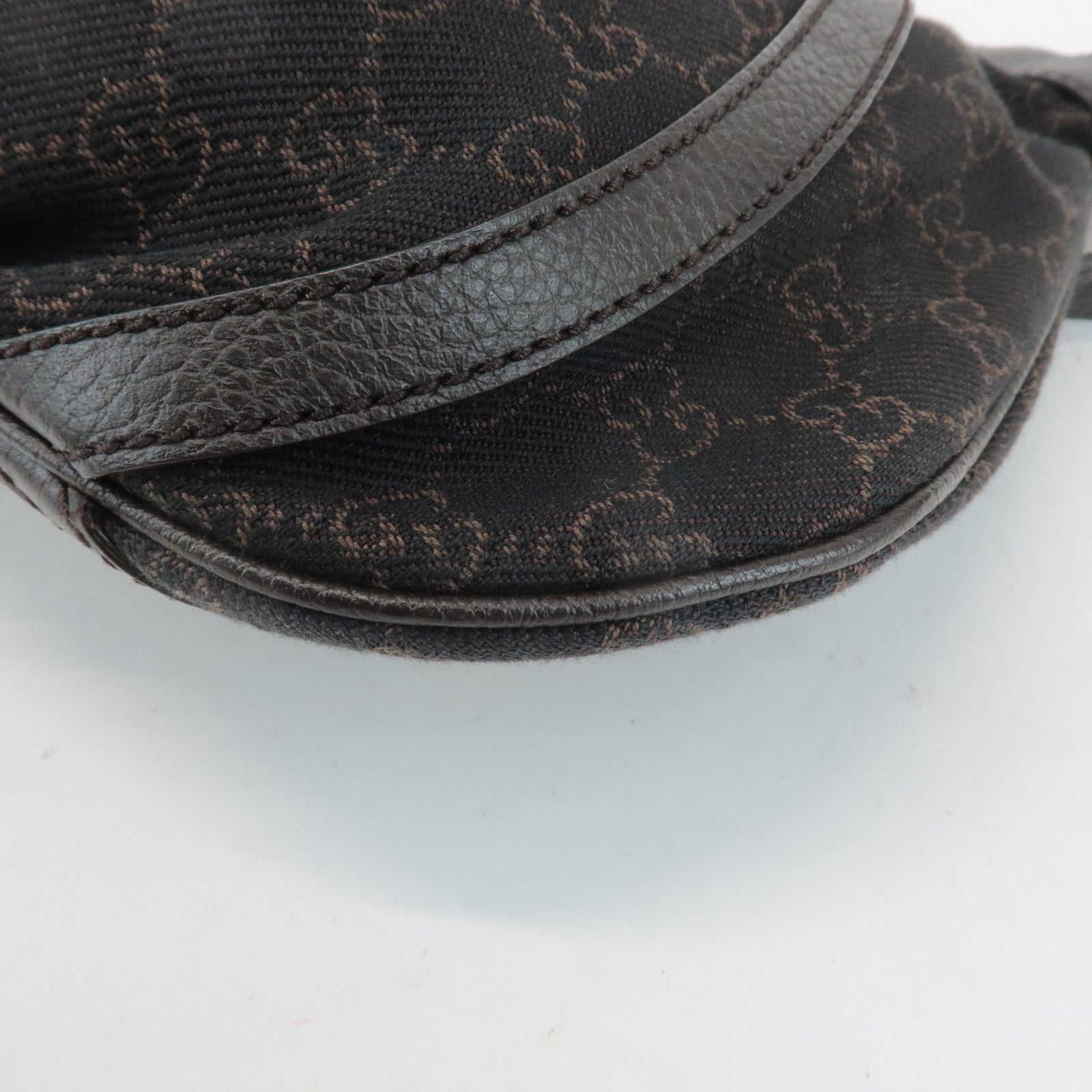 GUCCI Abbey GG Canvas Leather Shoulder Bag Dark Brown 265691 Used