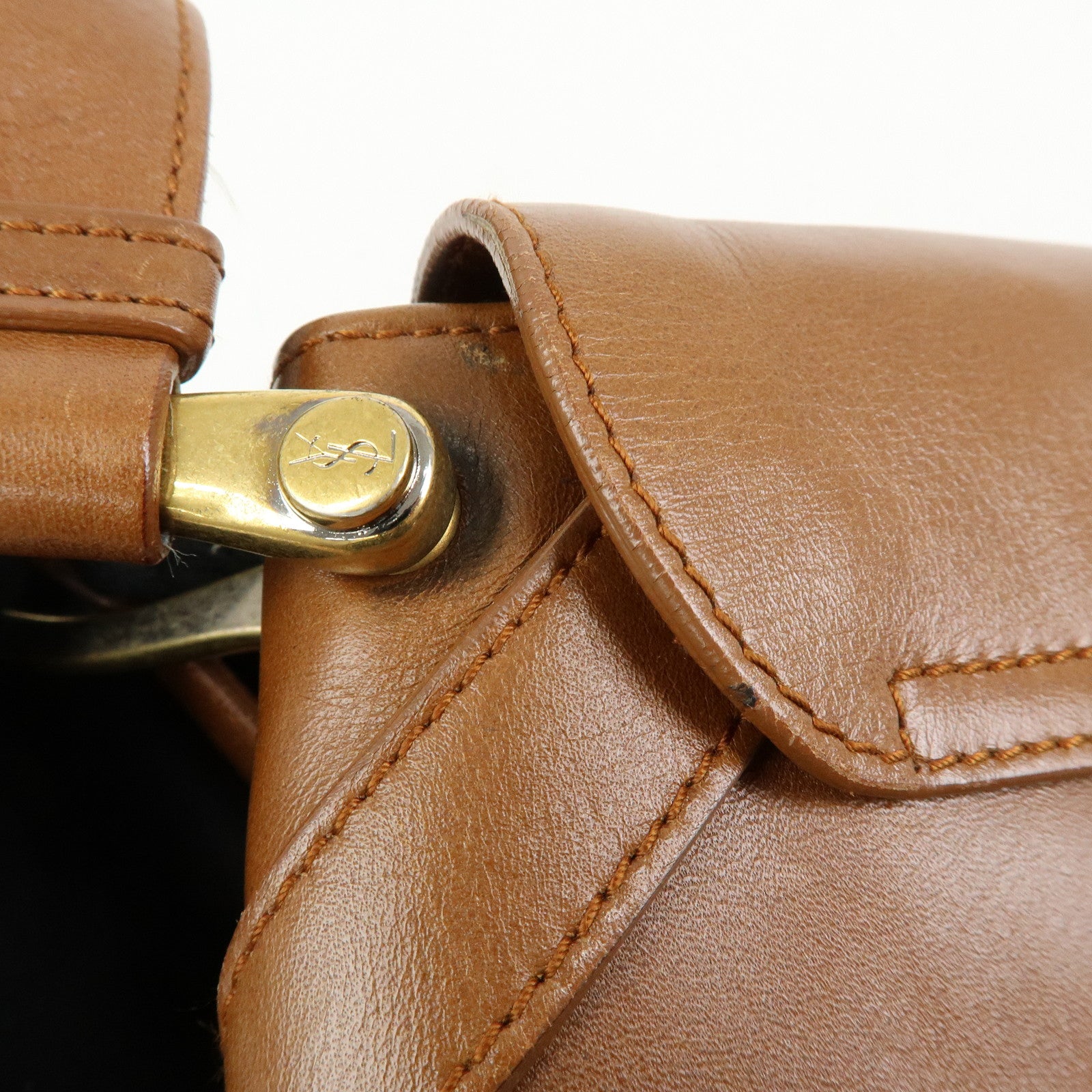 SAINT LAURENT PARIS Leather Shoulder Bag Hand Bag Brown
