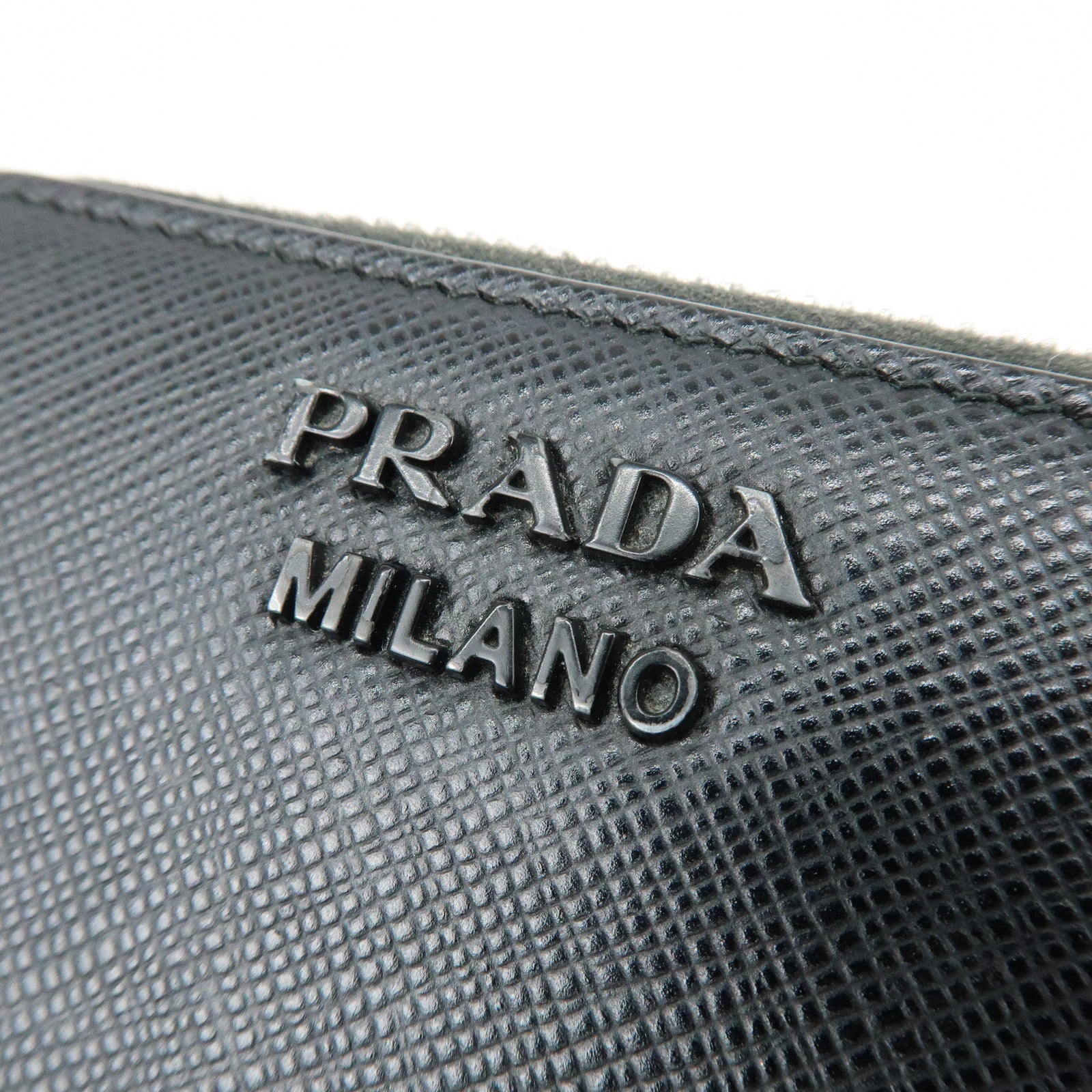 PRADA Saffiano Leather Compact Wallet Coin Case Card Case Black