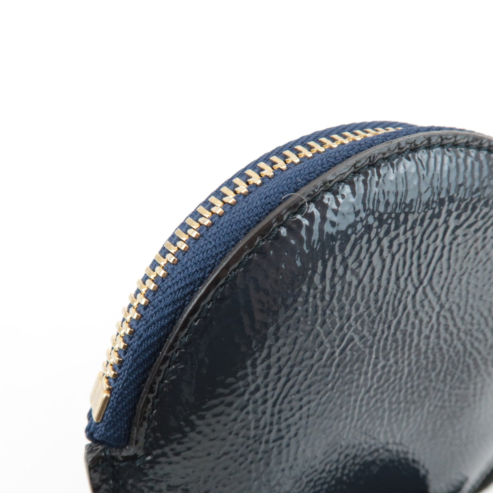 GUCCI Interlocking G Patent Leather Coin Case Navy 337946