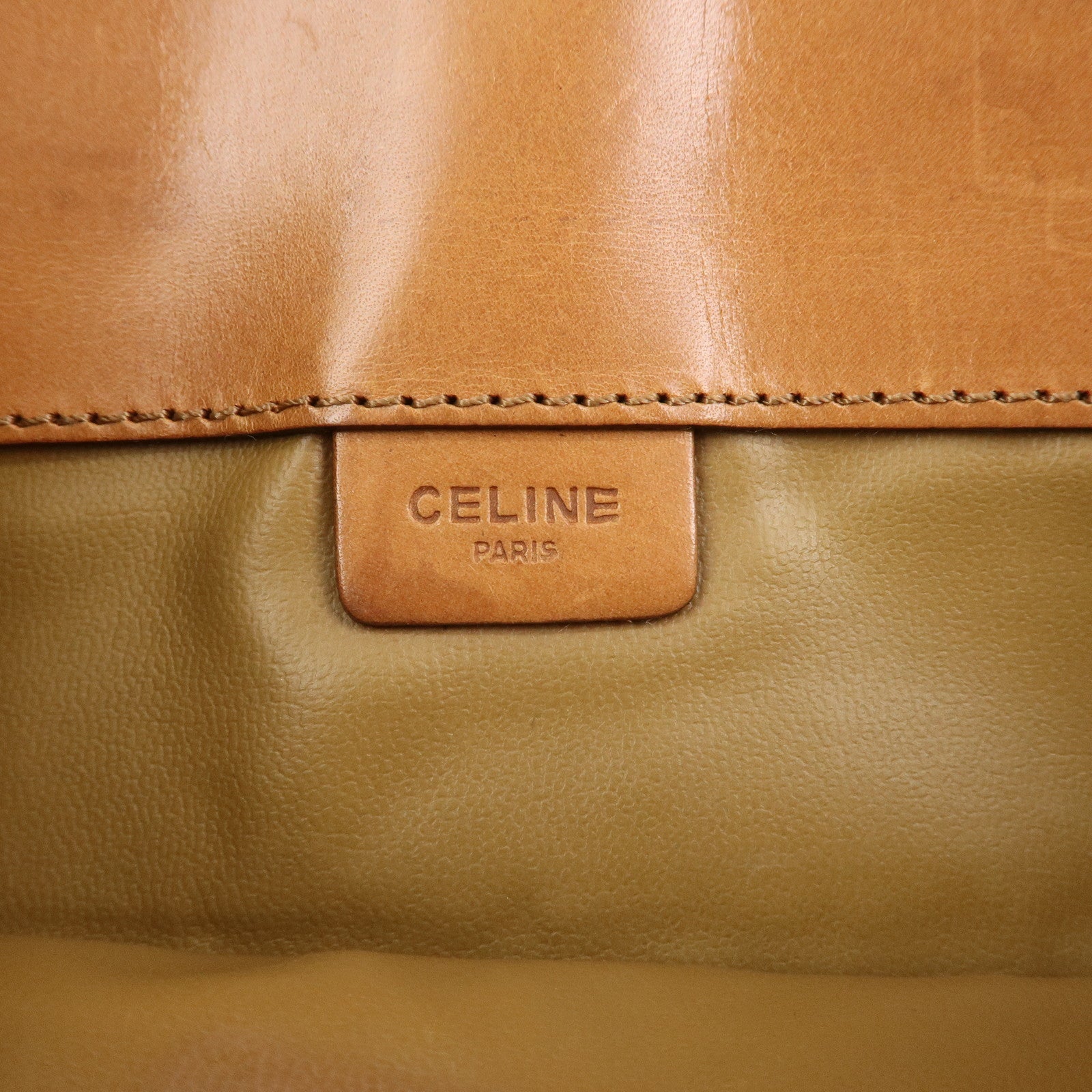 CELINE Macadam PVC Leather Clutch Bag Pouch Brown