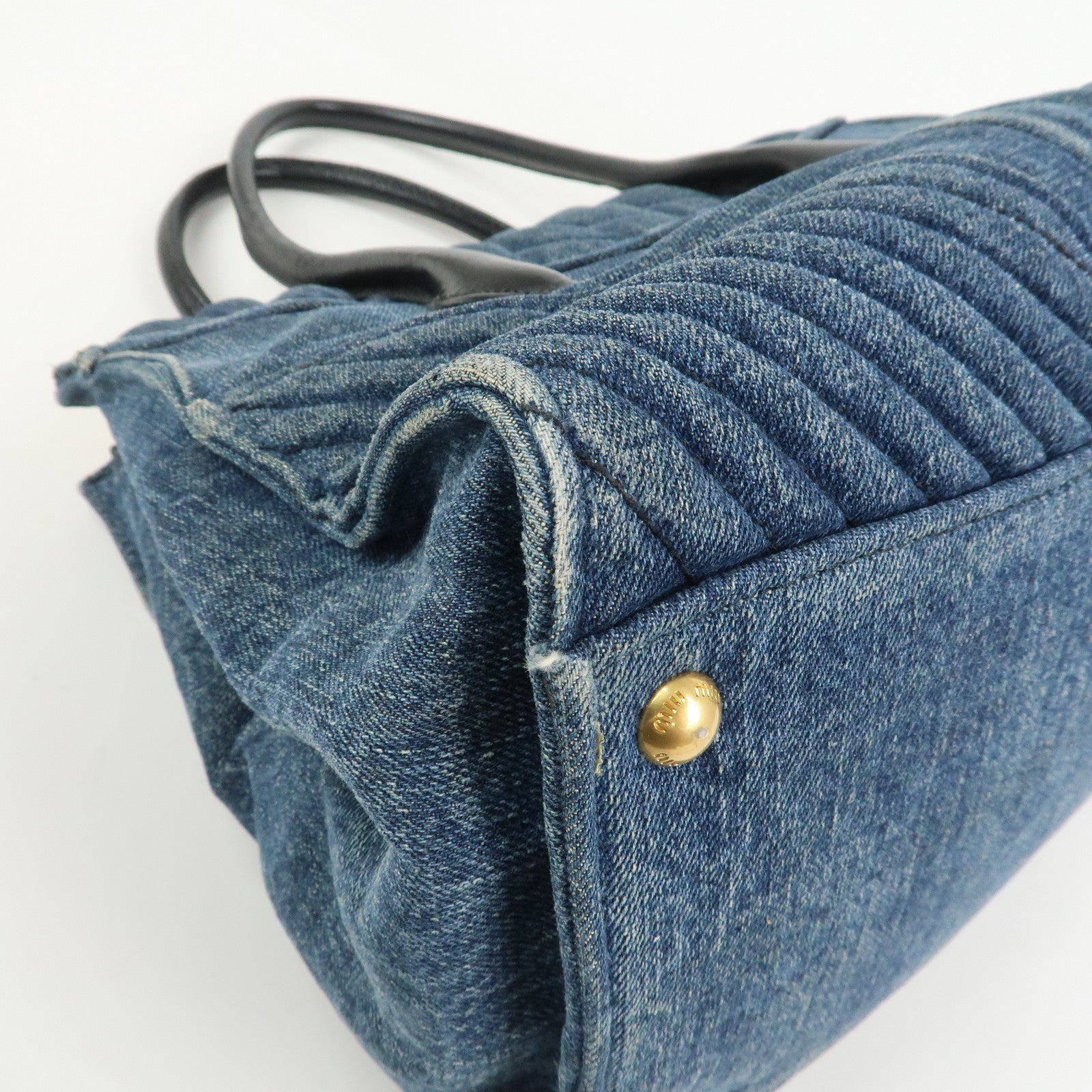 MIU MIU Biker Denim 2Way Hand Bag Shoulder Bag Blue RN1031