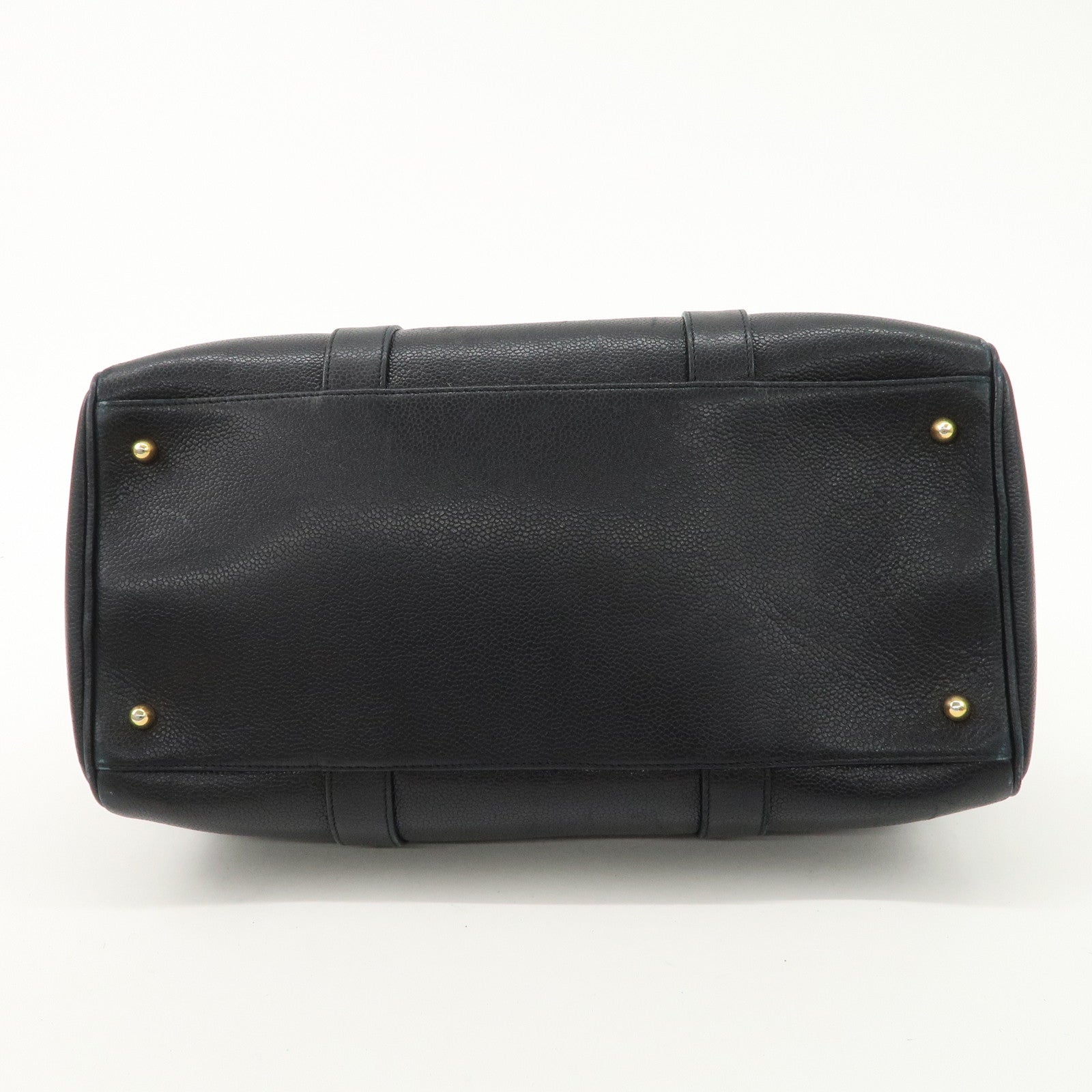 CHANEL COCO Mark Caviarskin Mini Boston Bag Hand Bag Black Used