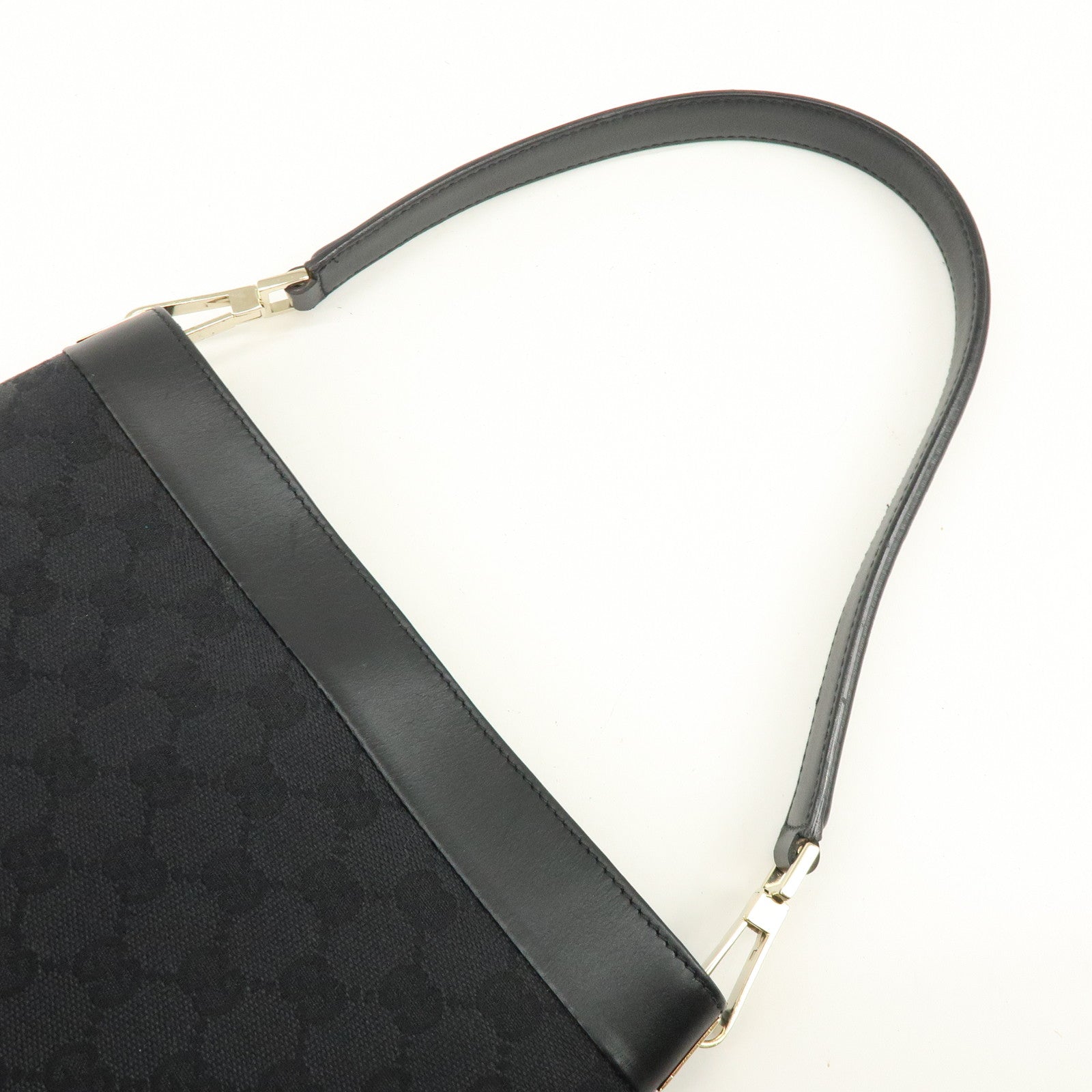 GUCCI GG Canvas Leather Shoulder Bag Hand Bag Black 33900