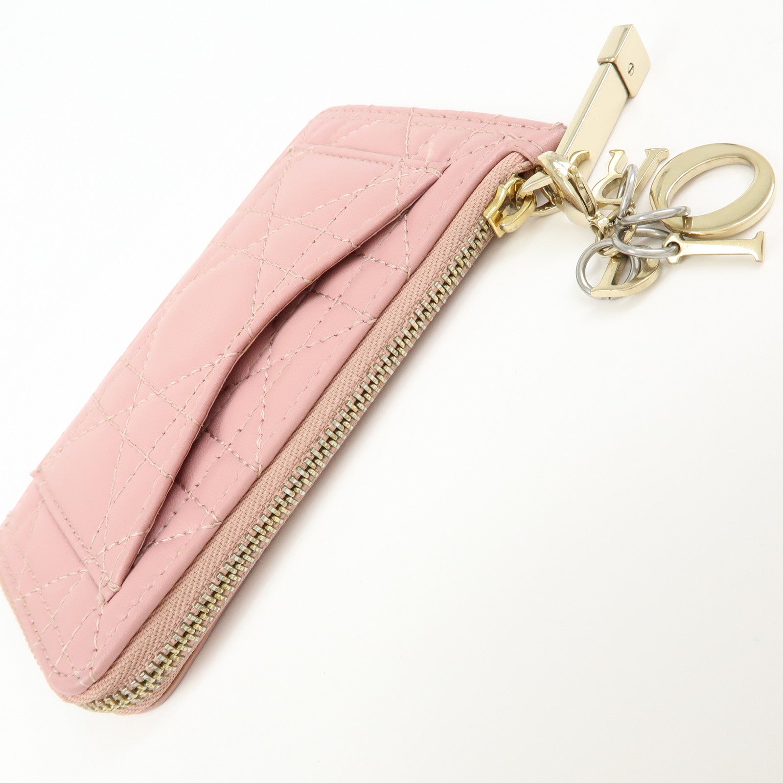 Christian Dior Lady Dior Cosmos Cannage Lambskin Card Case Pink
