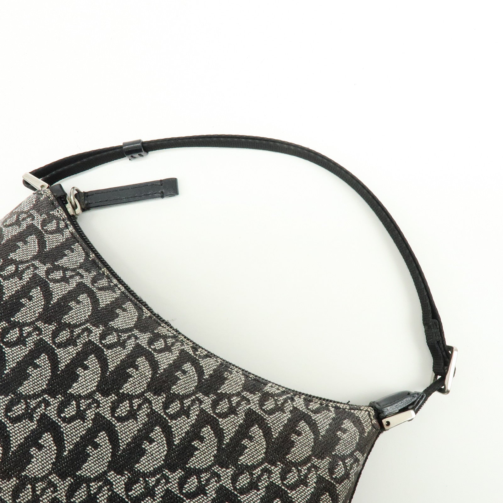 Christian Dior Trotter Jacquard Leather Shoulder Bag Black