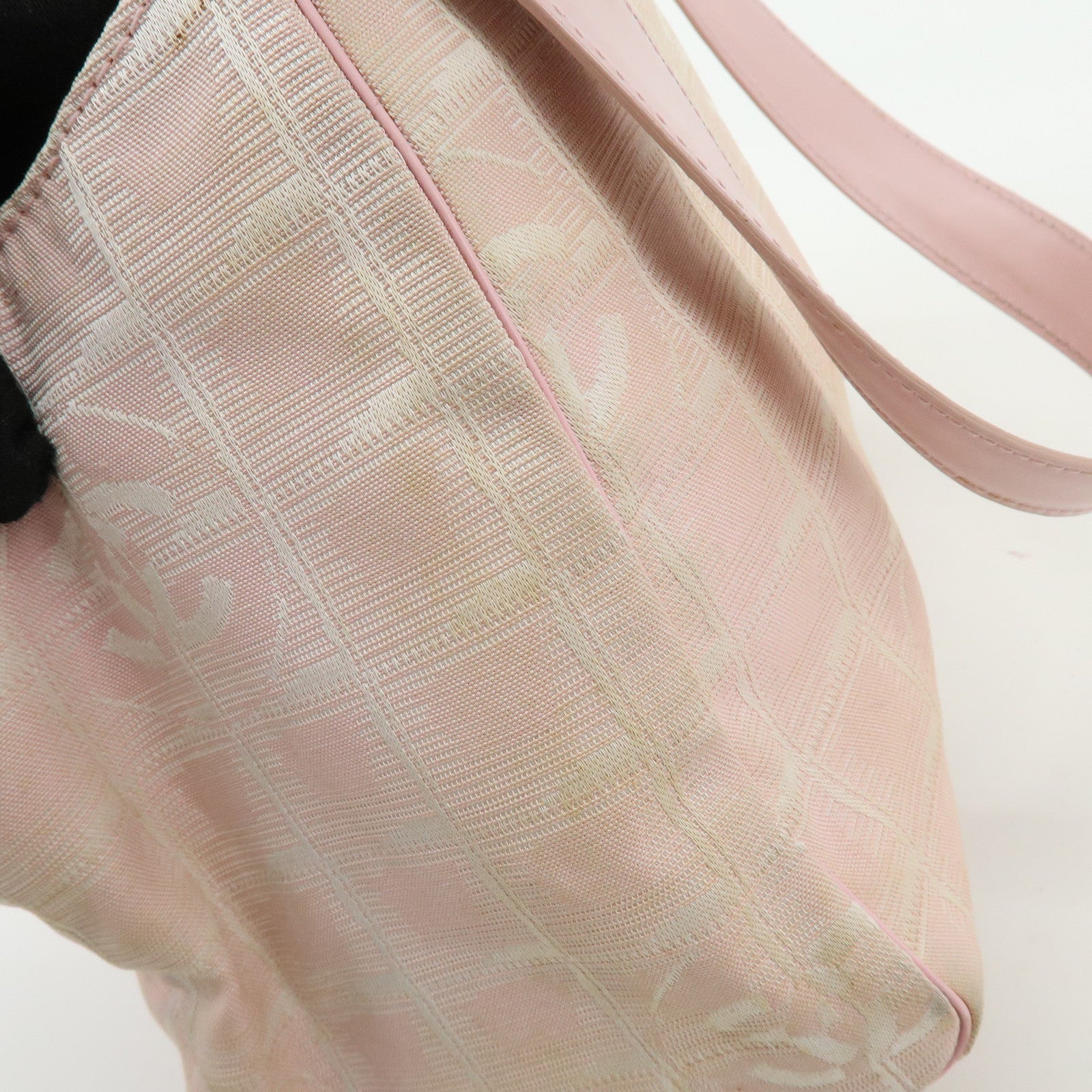 CHANEL New Travel Line Nylon Jacquard Leather Tote Bag Pink