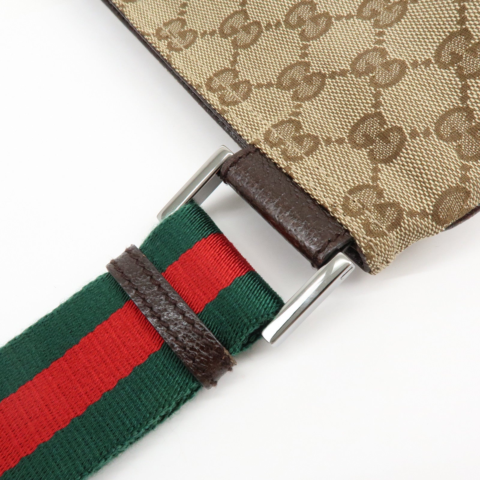 GUCCI Sherry GG Canvas Leather Shoulder Bag Beige Brown 169937