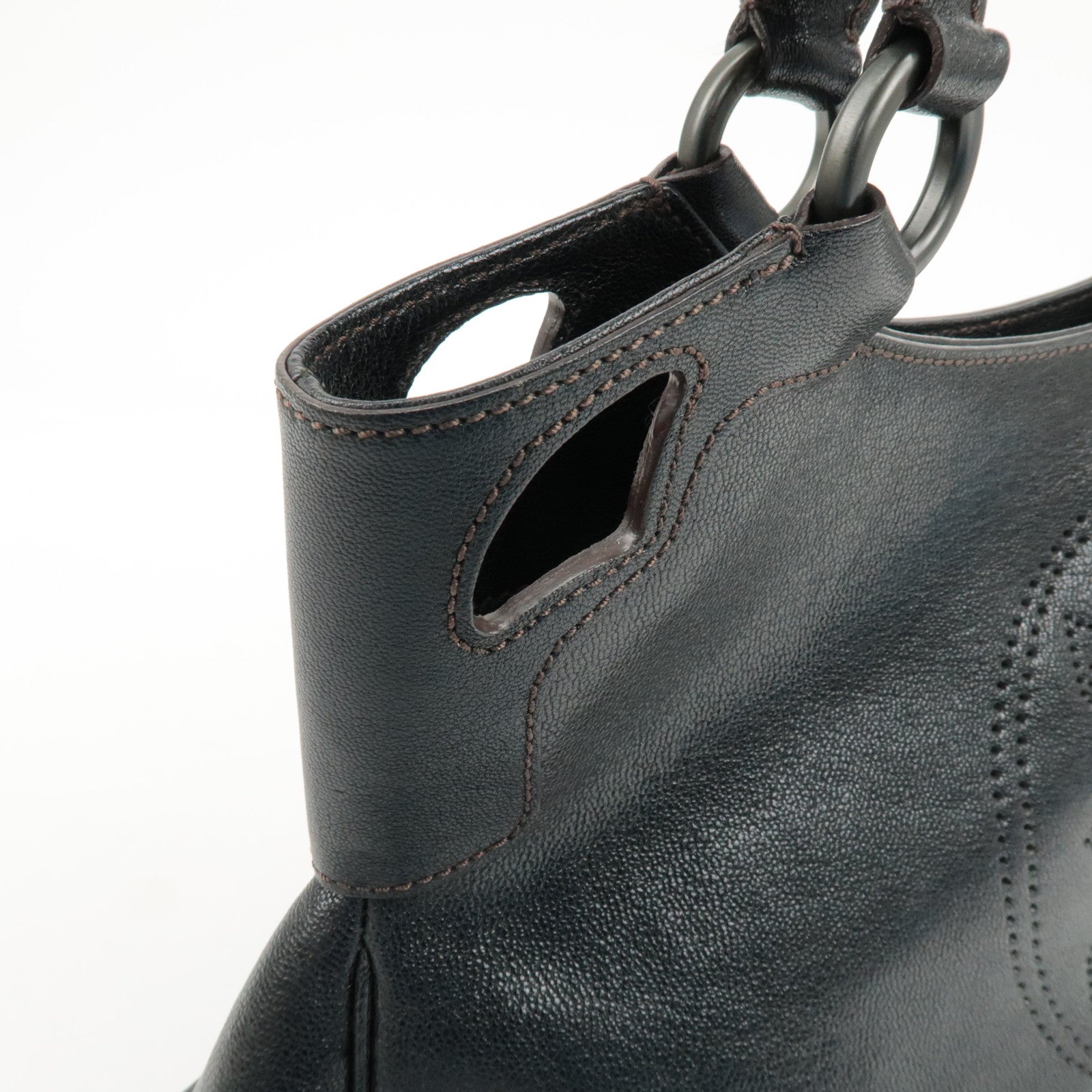 Cartier Must Line Leather Marcello Hand Bag Black Used