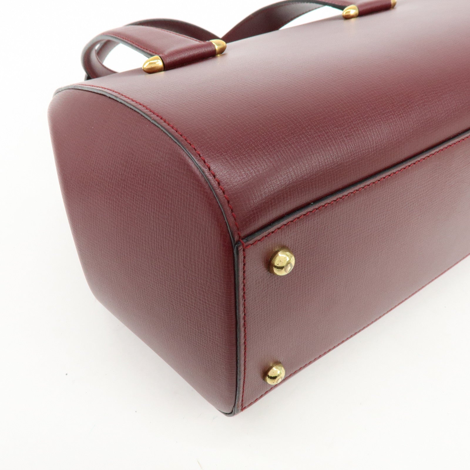 Cartier Must de Cartier Leather Boston Bag Hand Bag Bordeaux