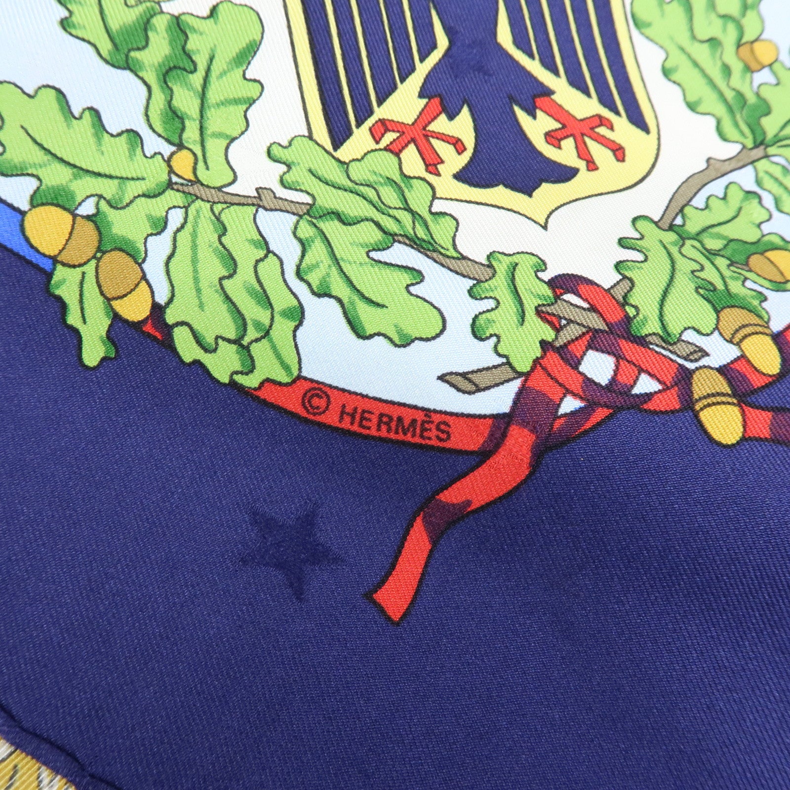 HERMES Carre 90 Silk 100% Scarf Emblemes de L’Europe Light Blue
