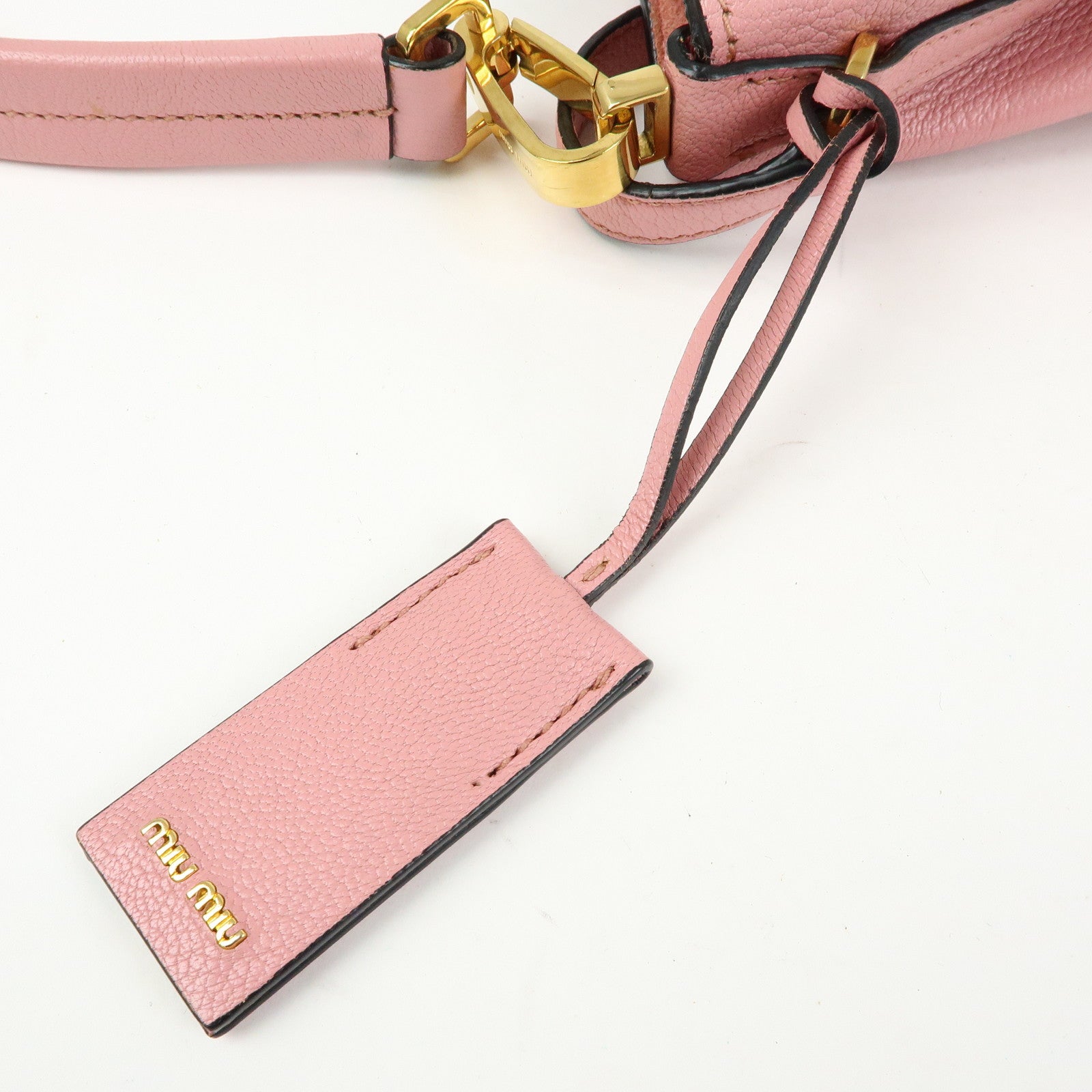 MIU MIU Madras Leather 2Way Bag Hand Bag Shoulder Bag Pink