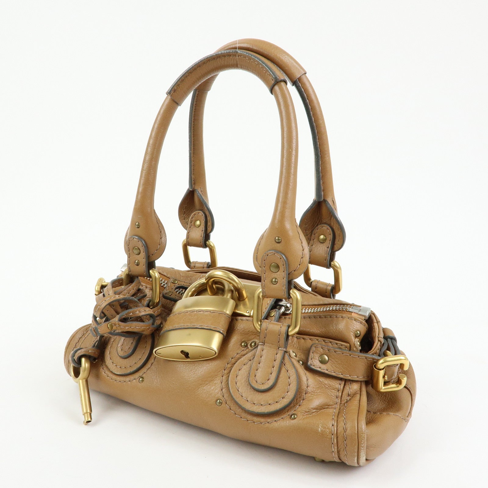 Chloe Paddington Leather Mini Hand Bag Boston Bag Brown